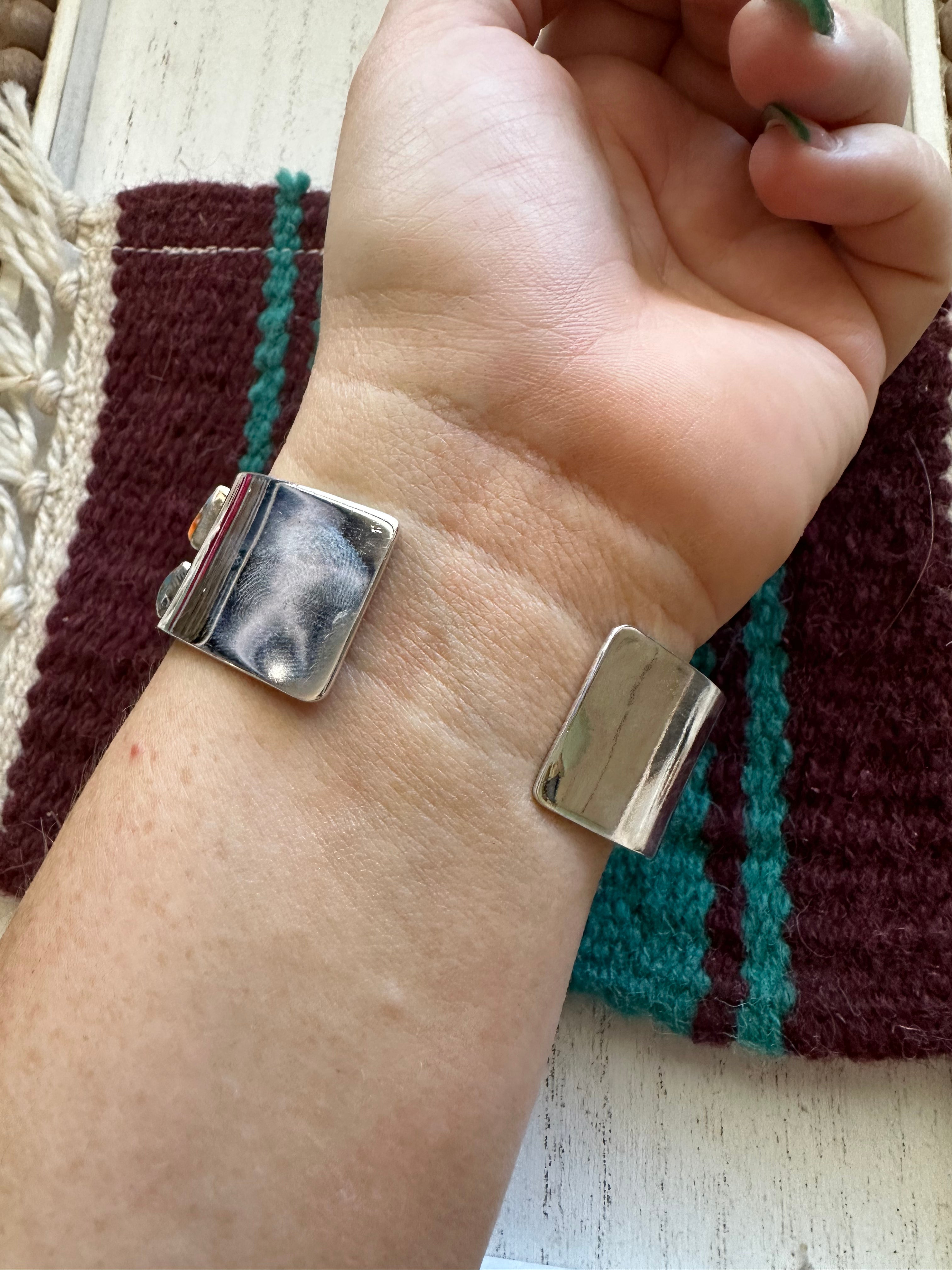 “Earth’s Treasures” Handmade Blue Mojave & Sterling Silver Adjustable Cuff Bracelet