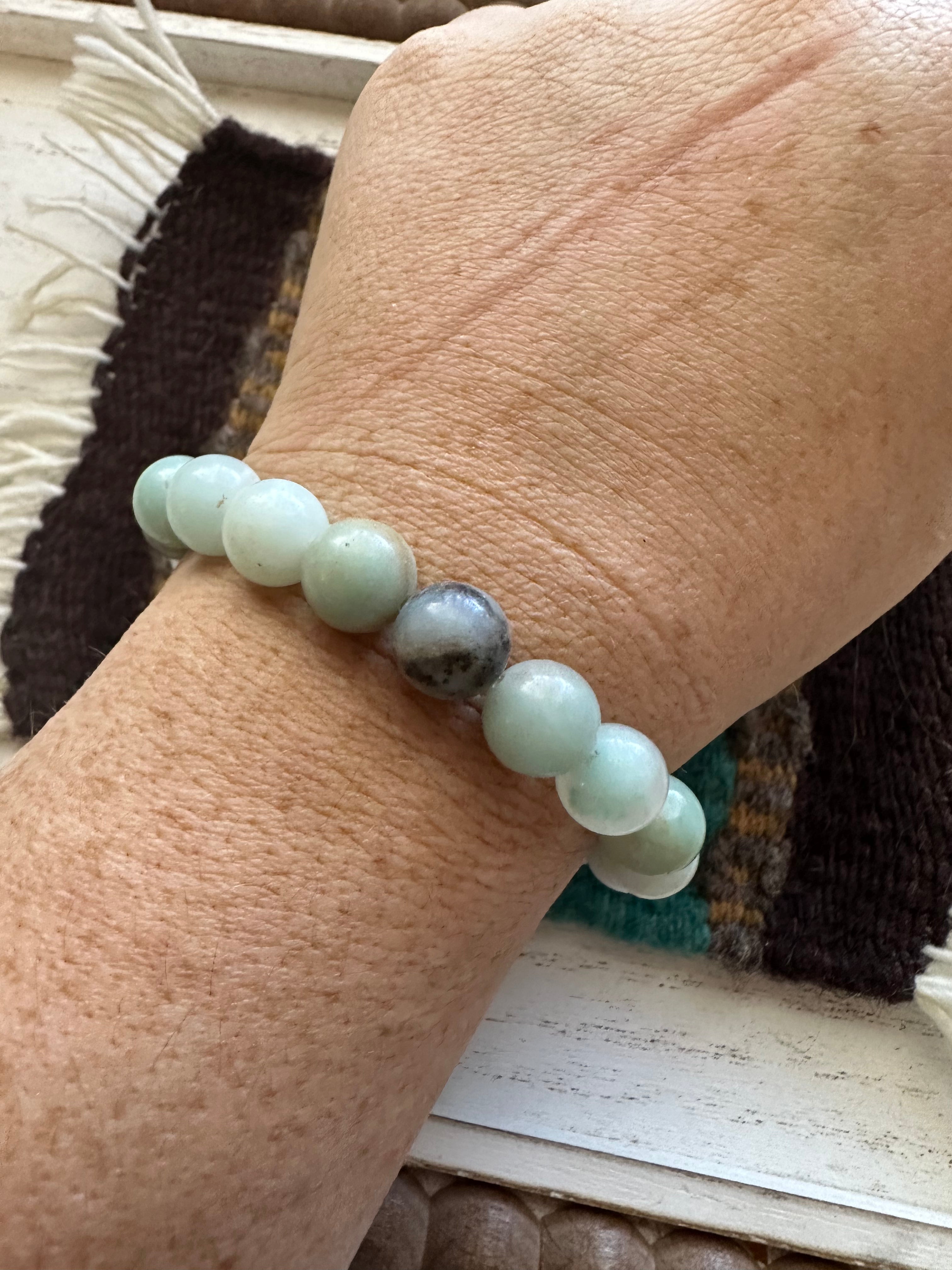 Handmade Beaded Jade Stretch Bracelet