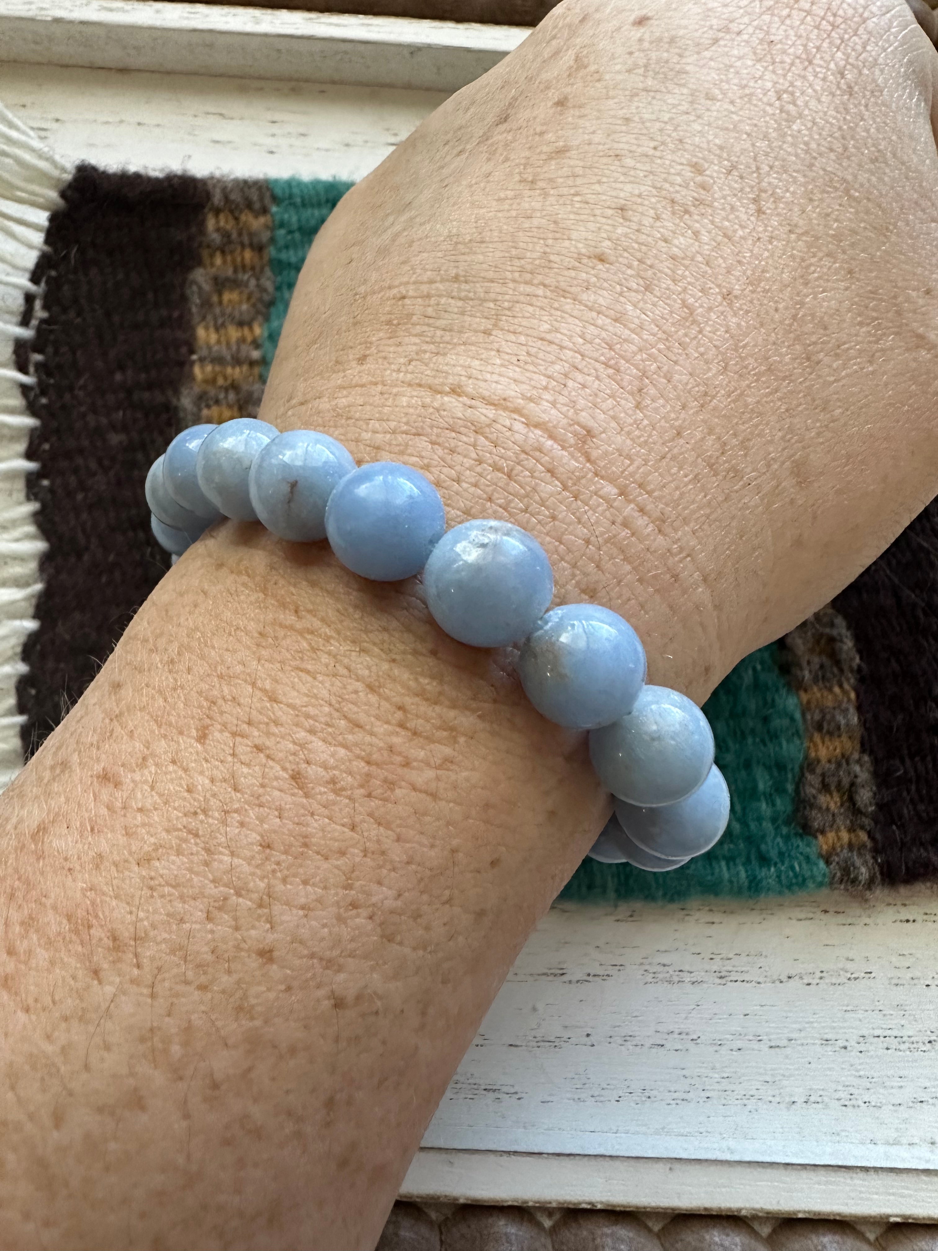 Handmade Beaded Blue Stretch Bracelet