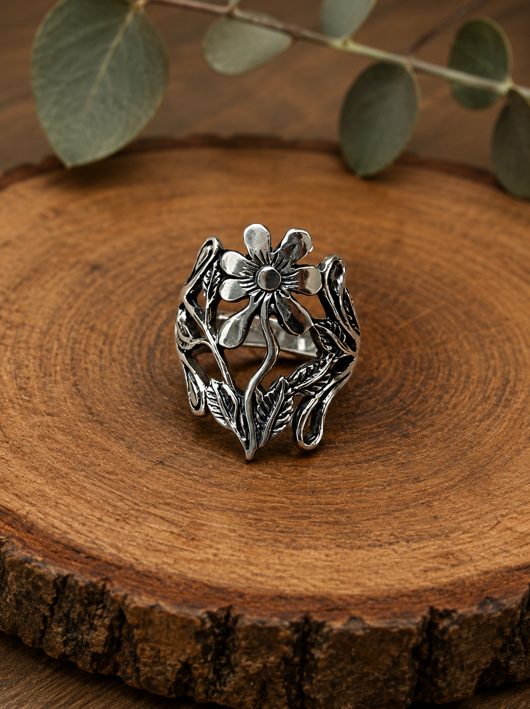 Rising Flower Sterling Silver Ring