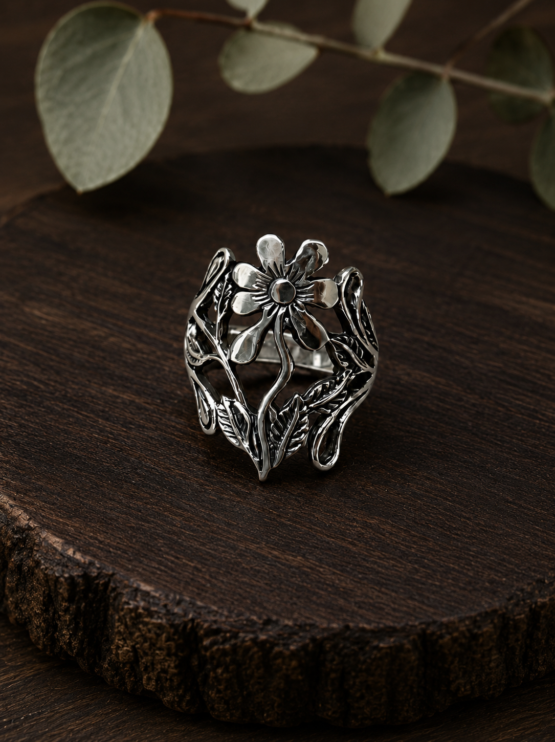 Rising Flower Sterling Silver Ring