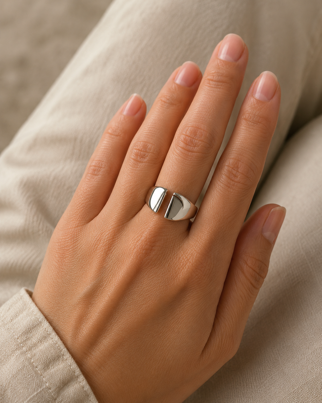 Signet Sterling Silver Ring w/ Slash Size 10