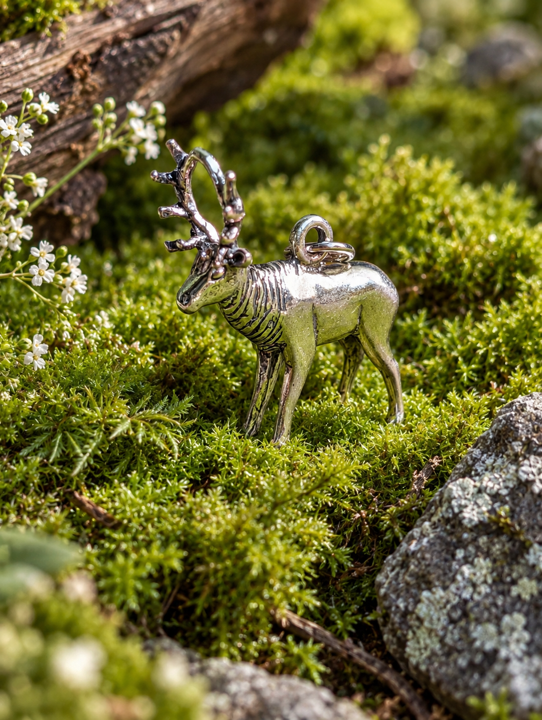 Handcrafted Elk Charm Sterling Silver