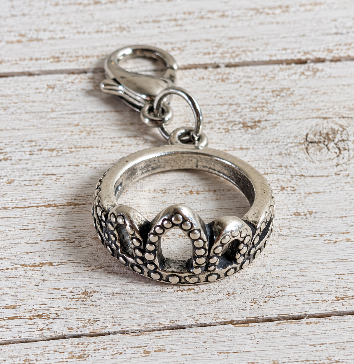 Handcrafted Small Princess Crown Charm Sterling Silver Variant 2