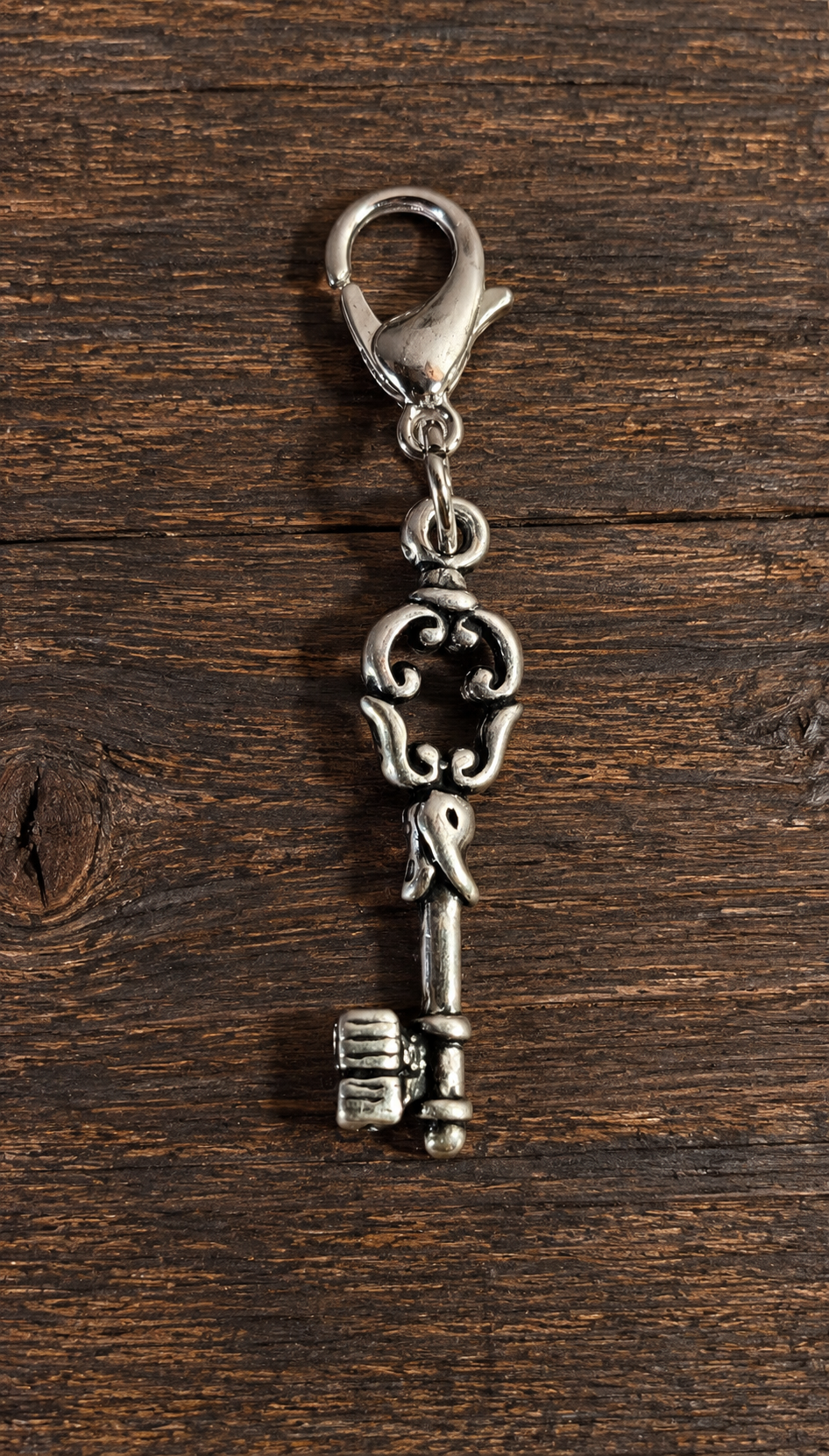 Handcrafted Ornate Key Charm Sterling Silver