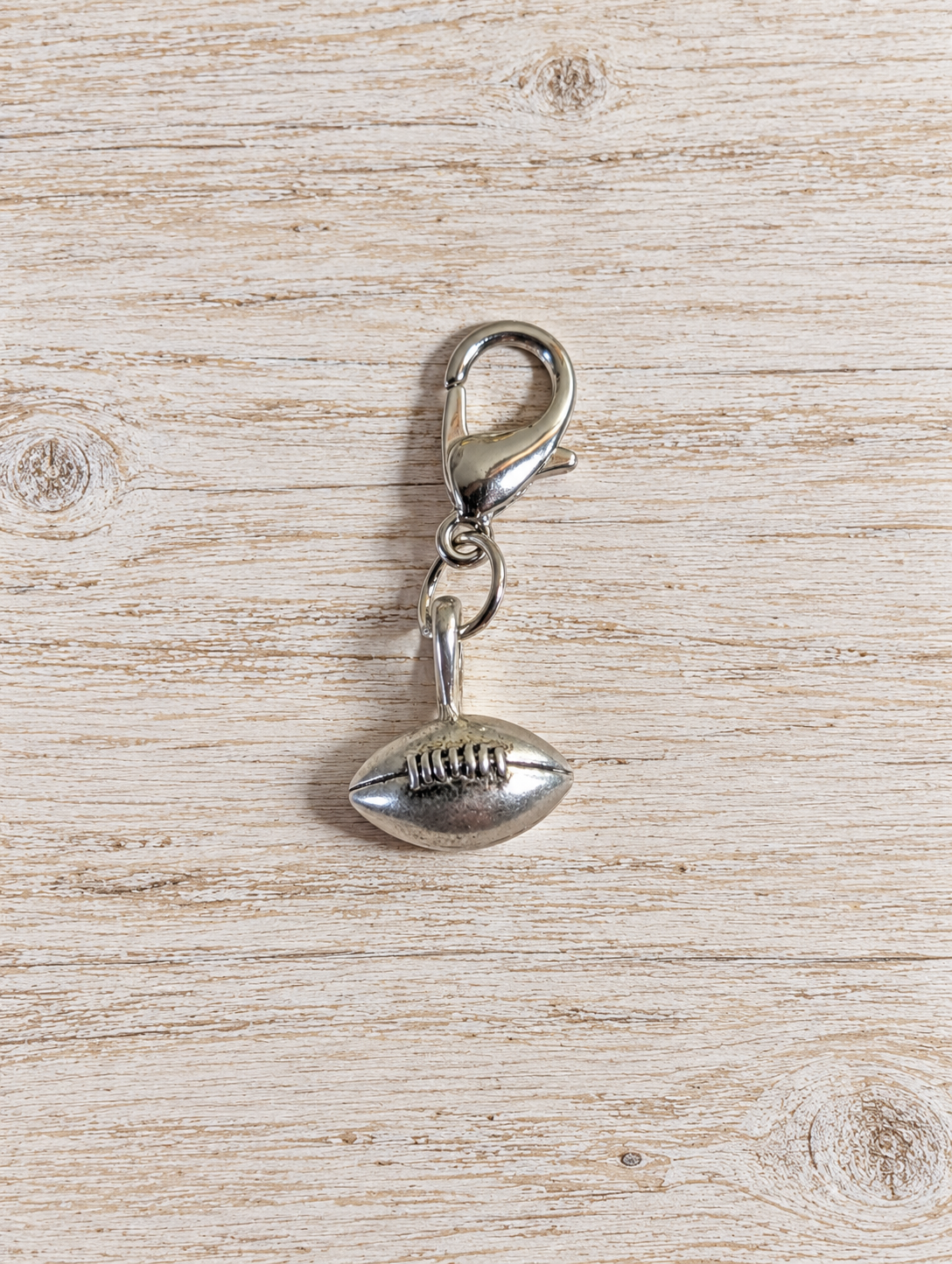 Handcrafted Small Football Charm Sterling Silver