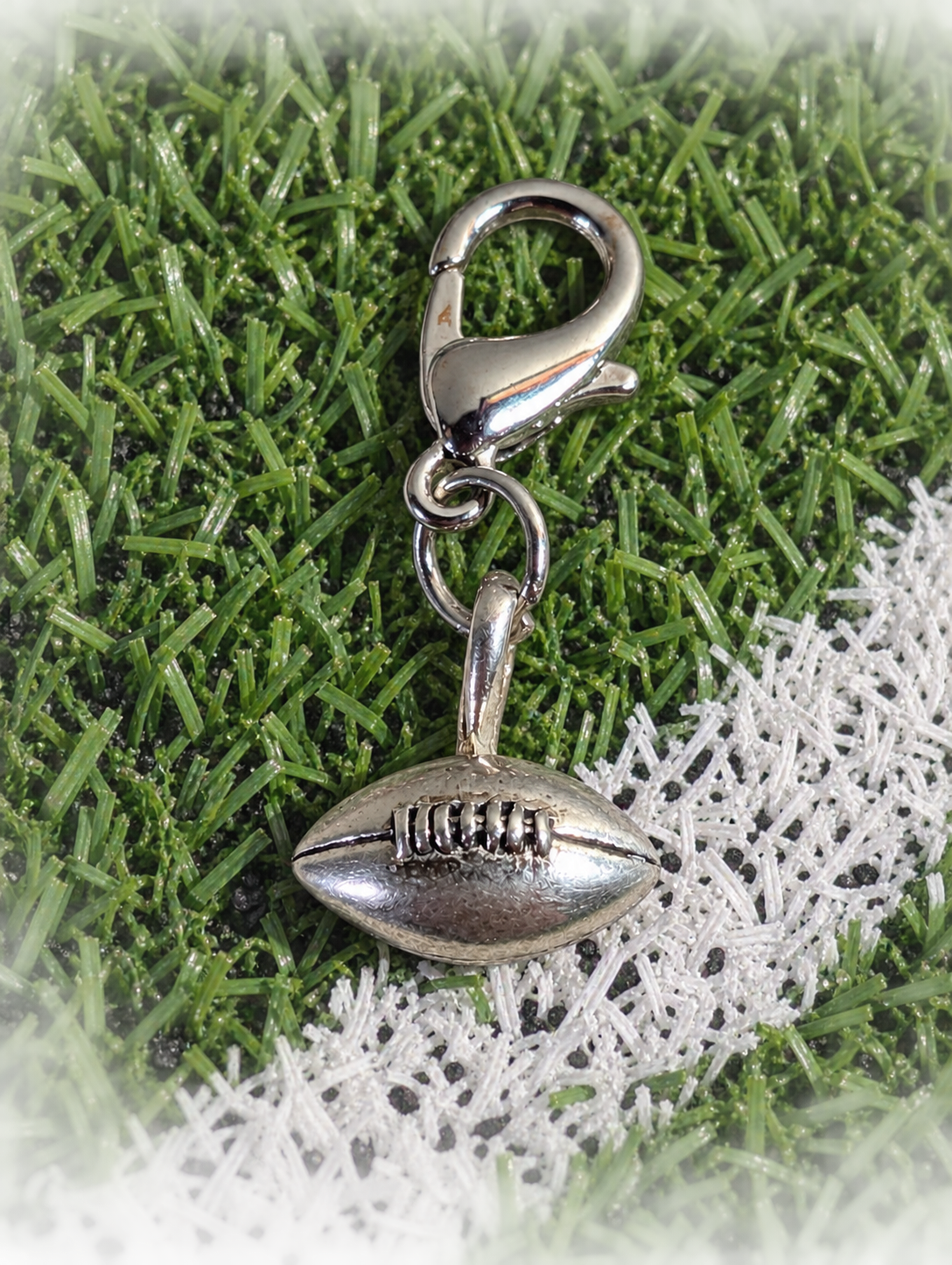 Handcrafted Small Football Charm Sterling Silver
