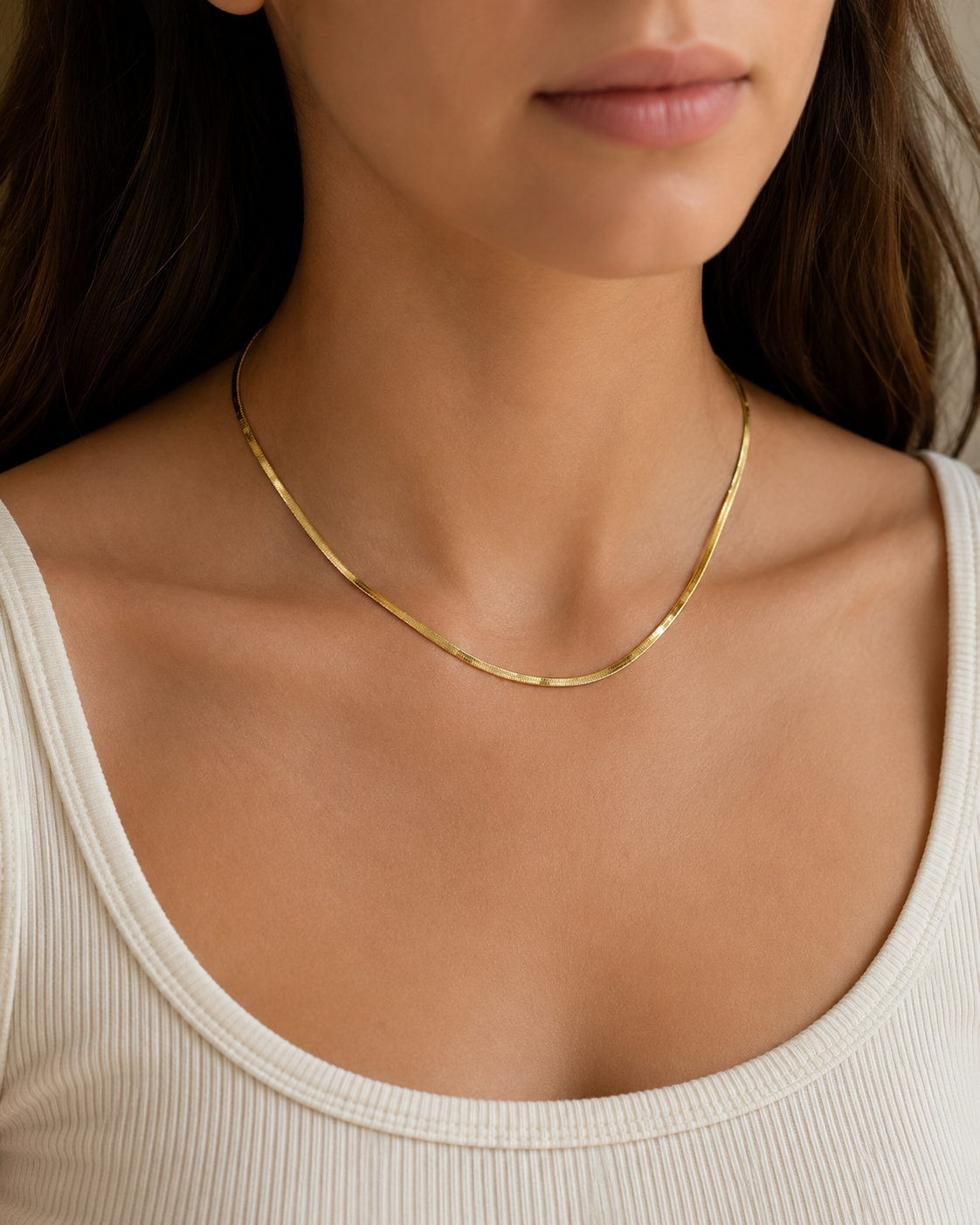 14k Gold Plated Sterling Silver Herringbone Chain 16”