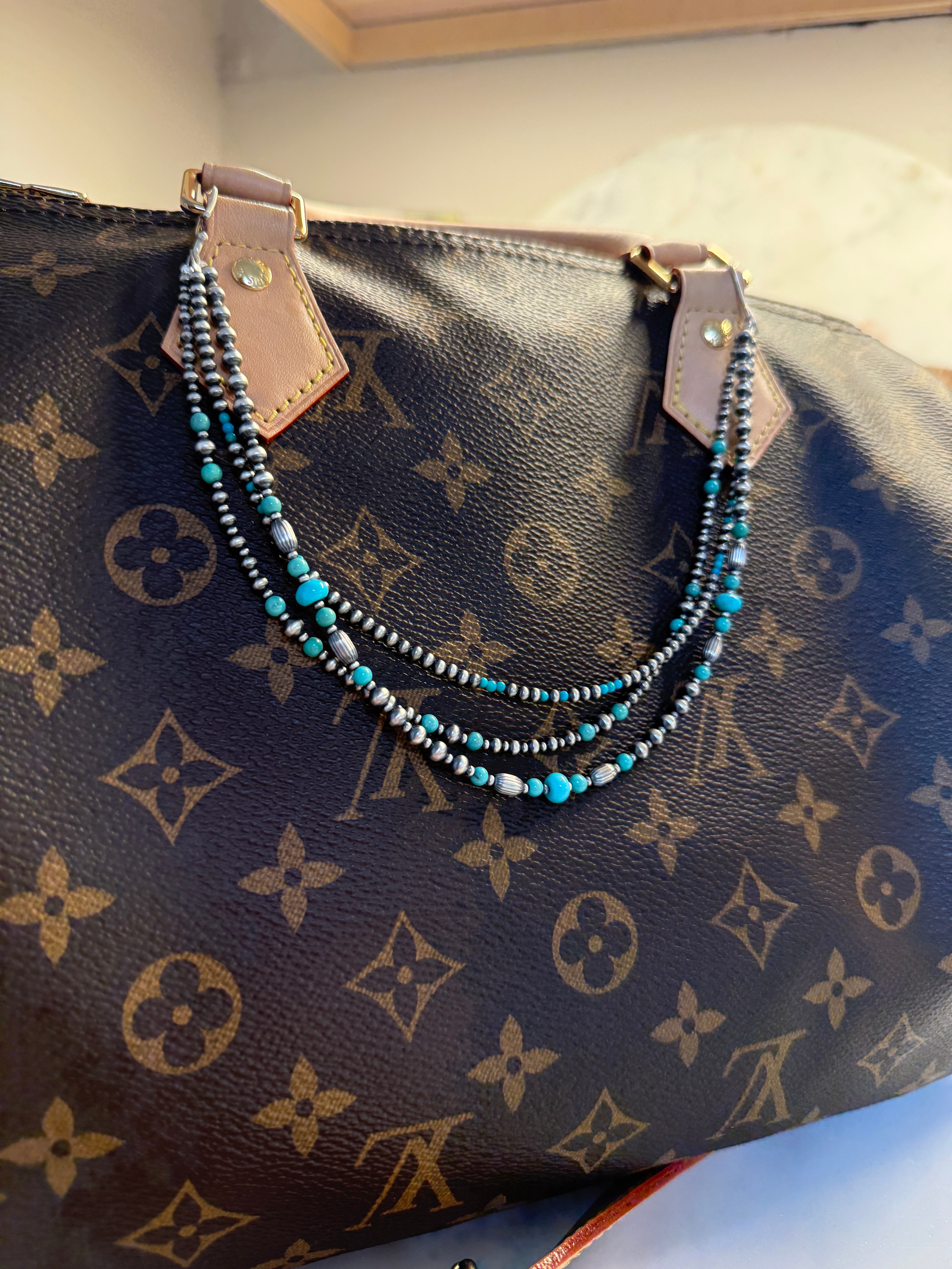 Handmade Sterling Silver Kingman Turquoise Purse Chain
