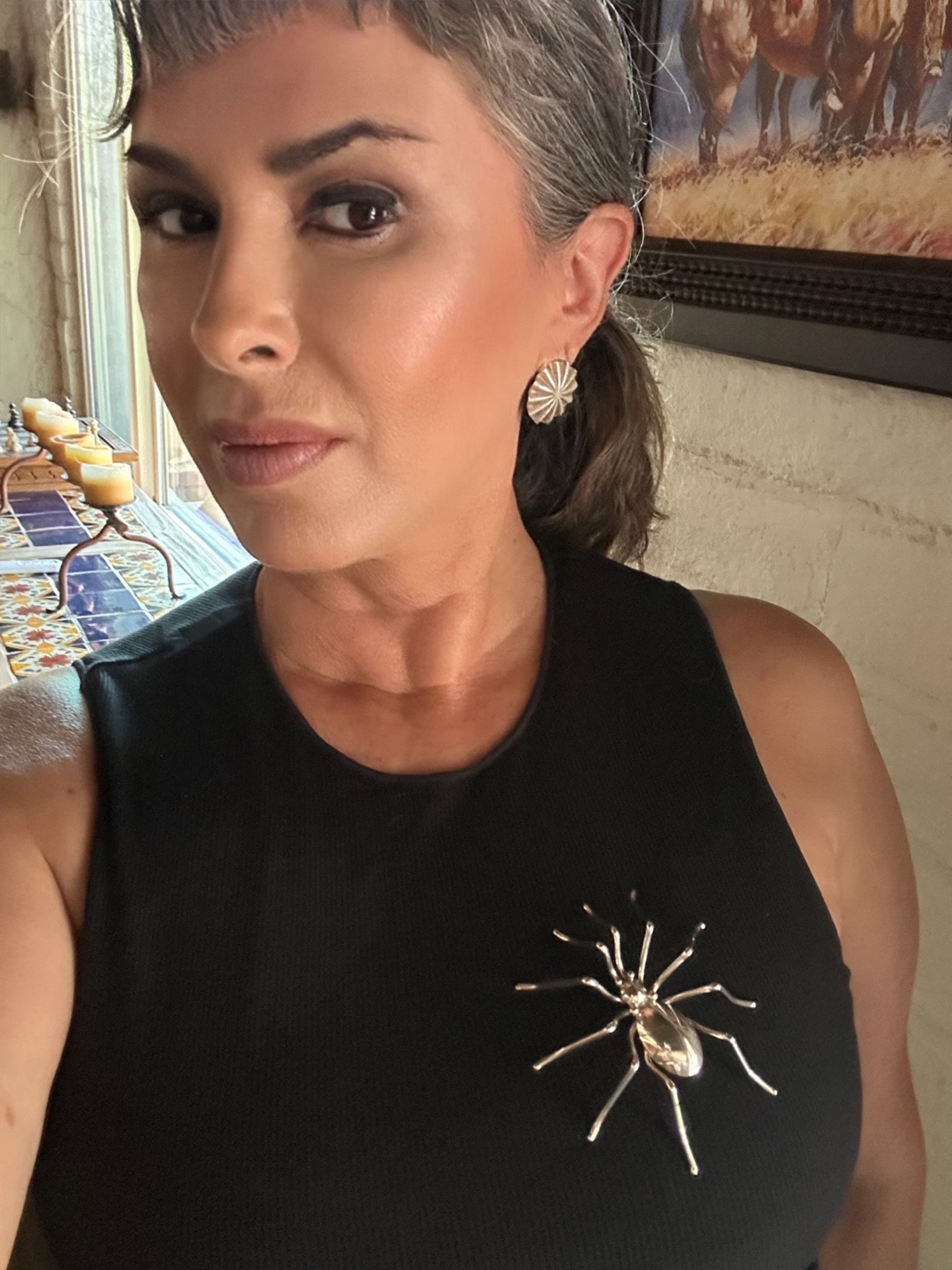 Handcrafted Sterling Silver Spider Brooch