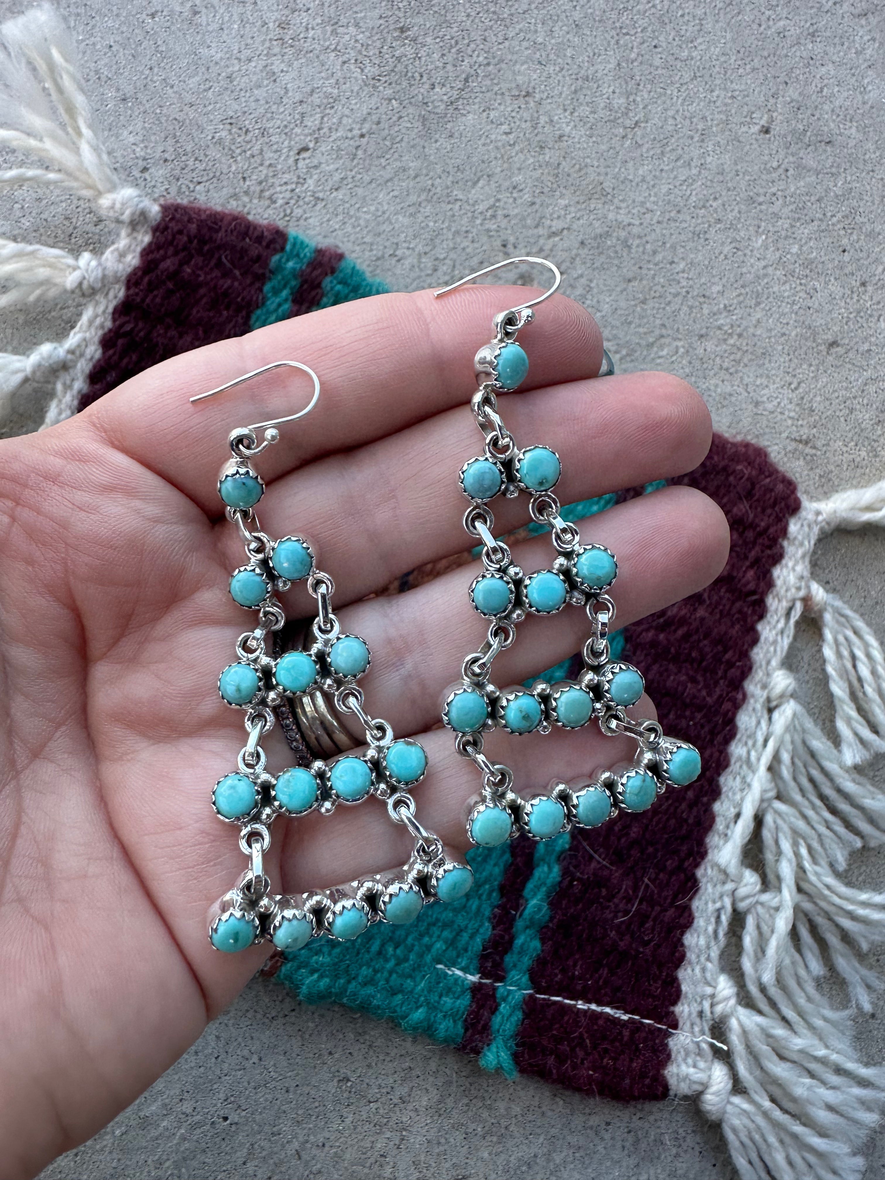 “Desert Nights” Nizhoni Handmade Turquoise and Sterling Silver Dangle Earrings