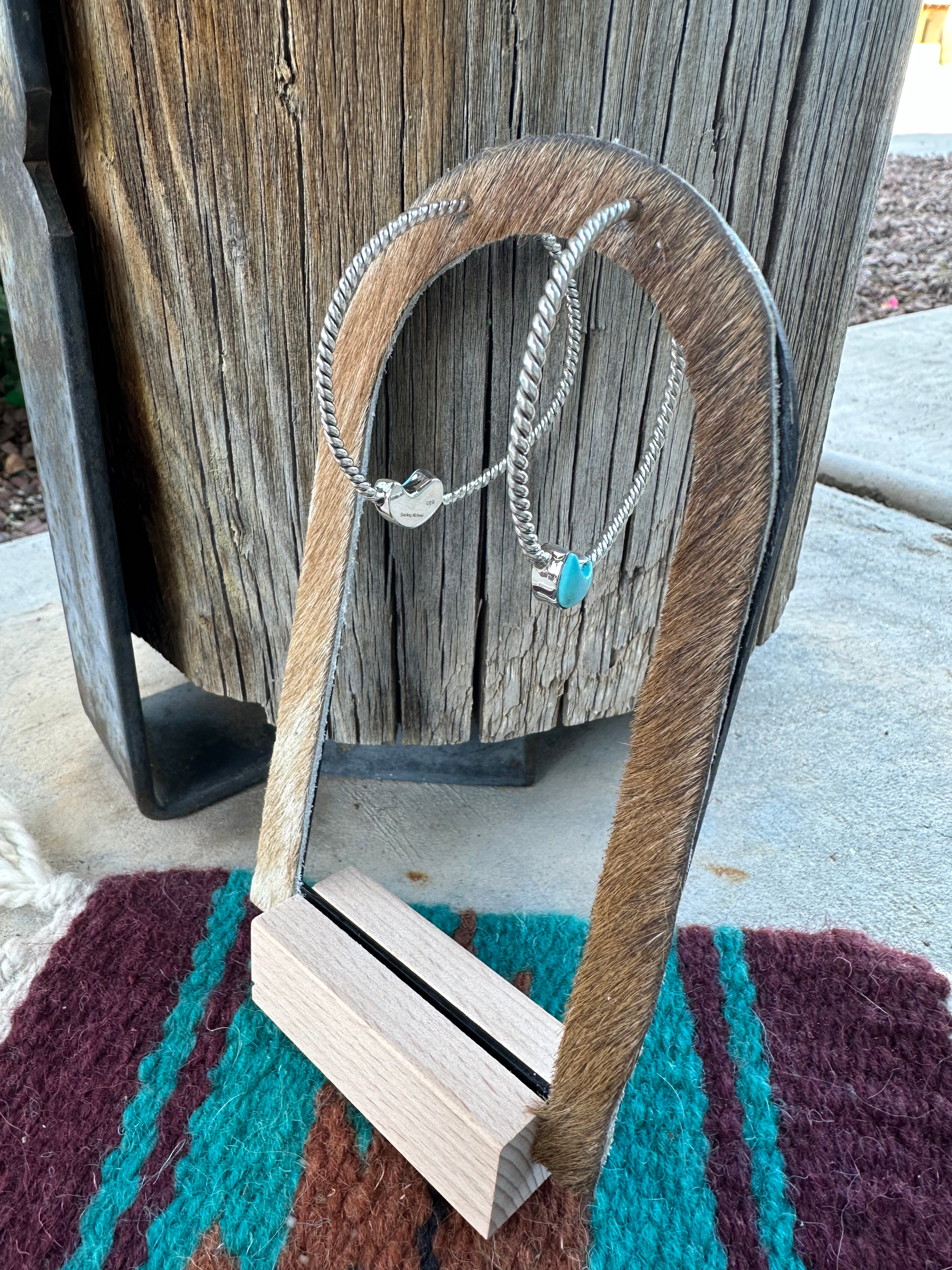 Nizhoni Handmade Turquoise & Sterling Silver Moon Hoop Earrings