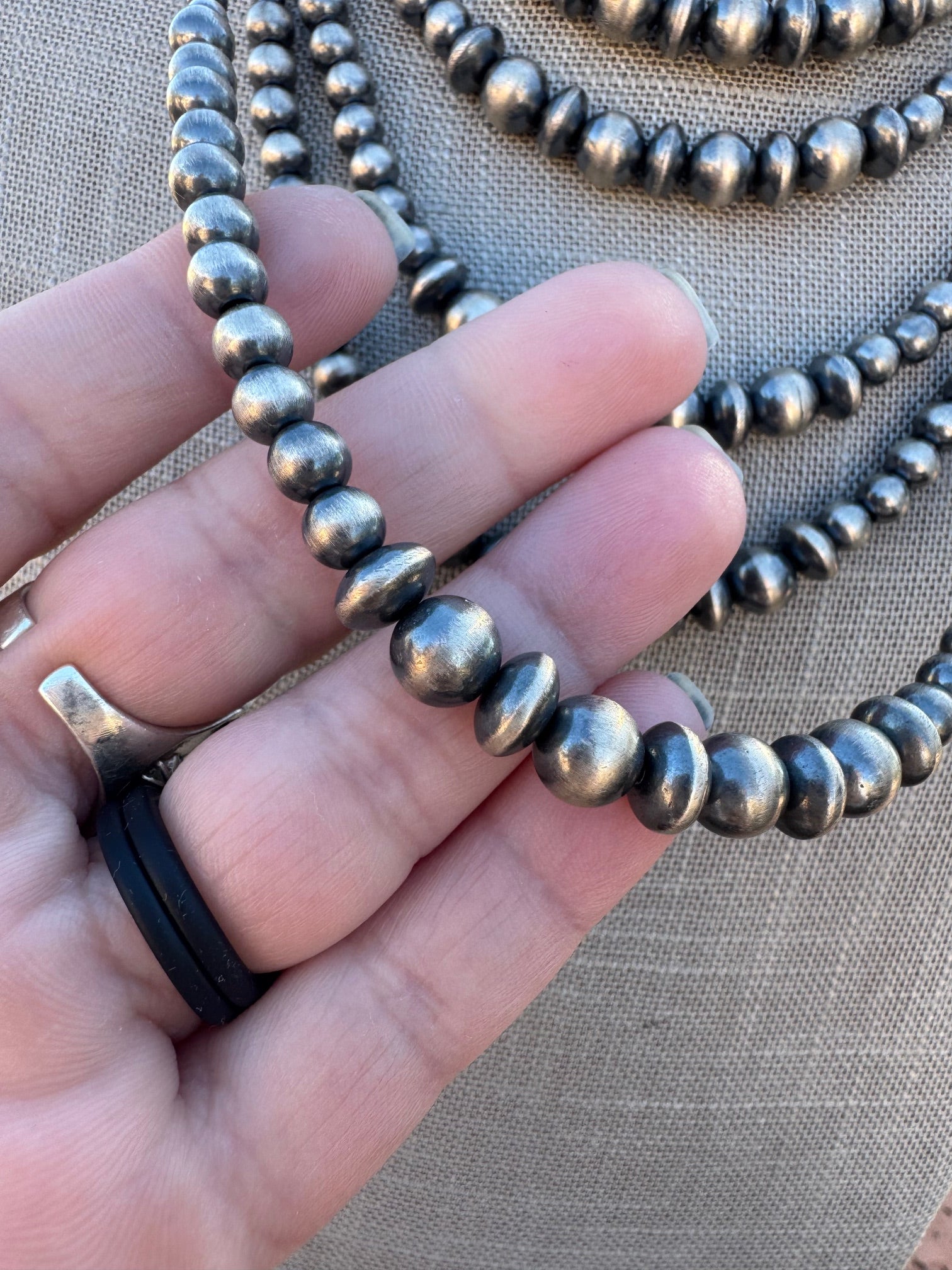 Handmade Sterling Silver & Pearl 4-8mm Beaded Necklace