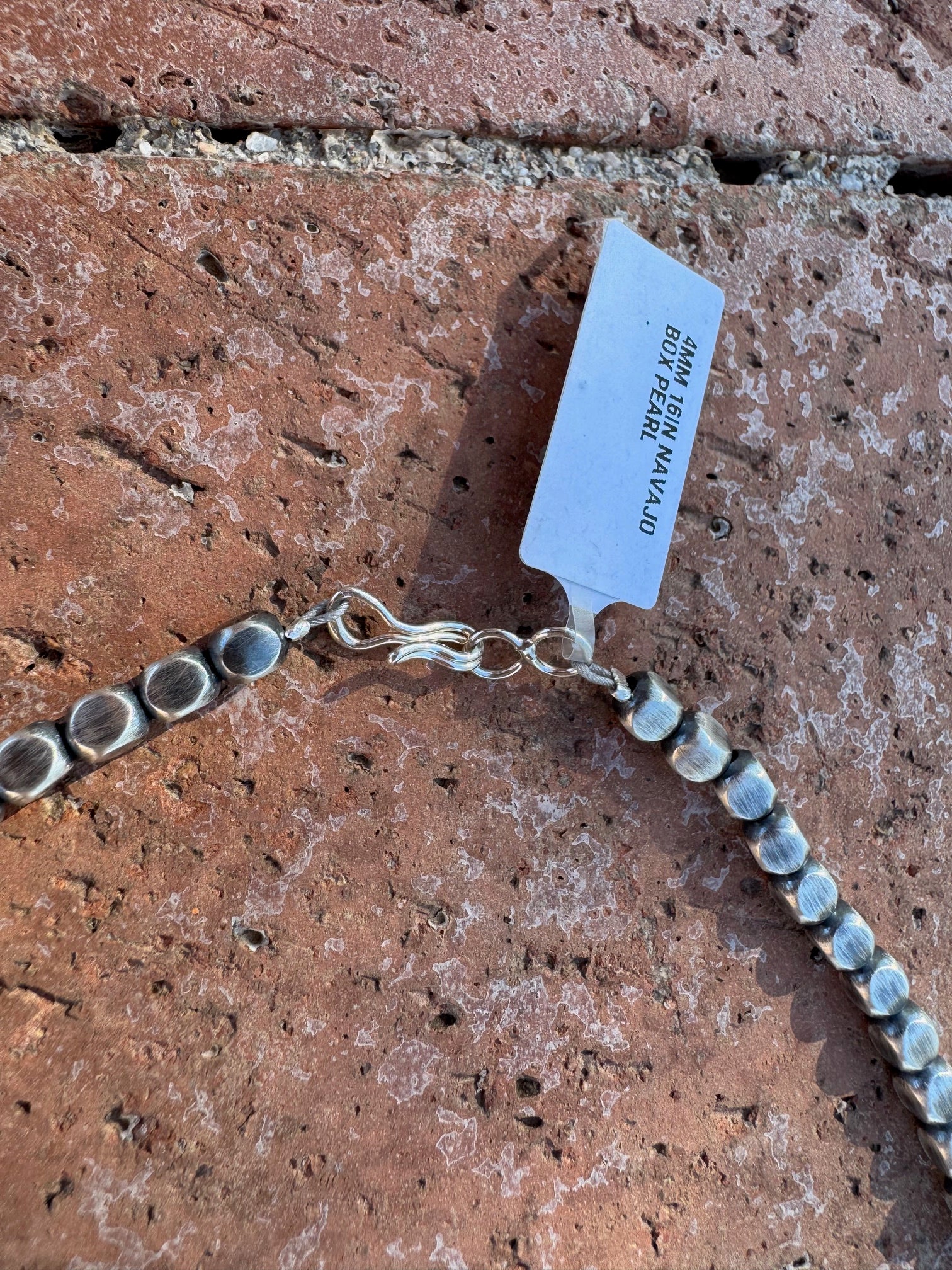 Handcrafted Sterling Silver Box Pearl 4mm Beaded Necklace