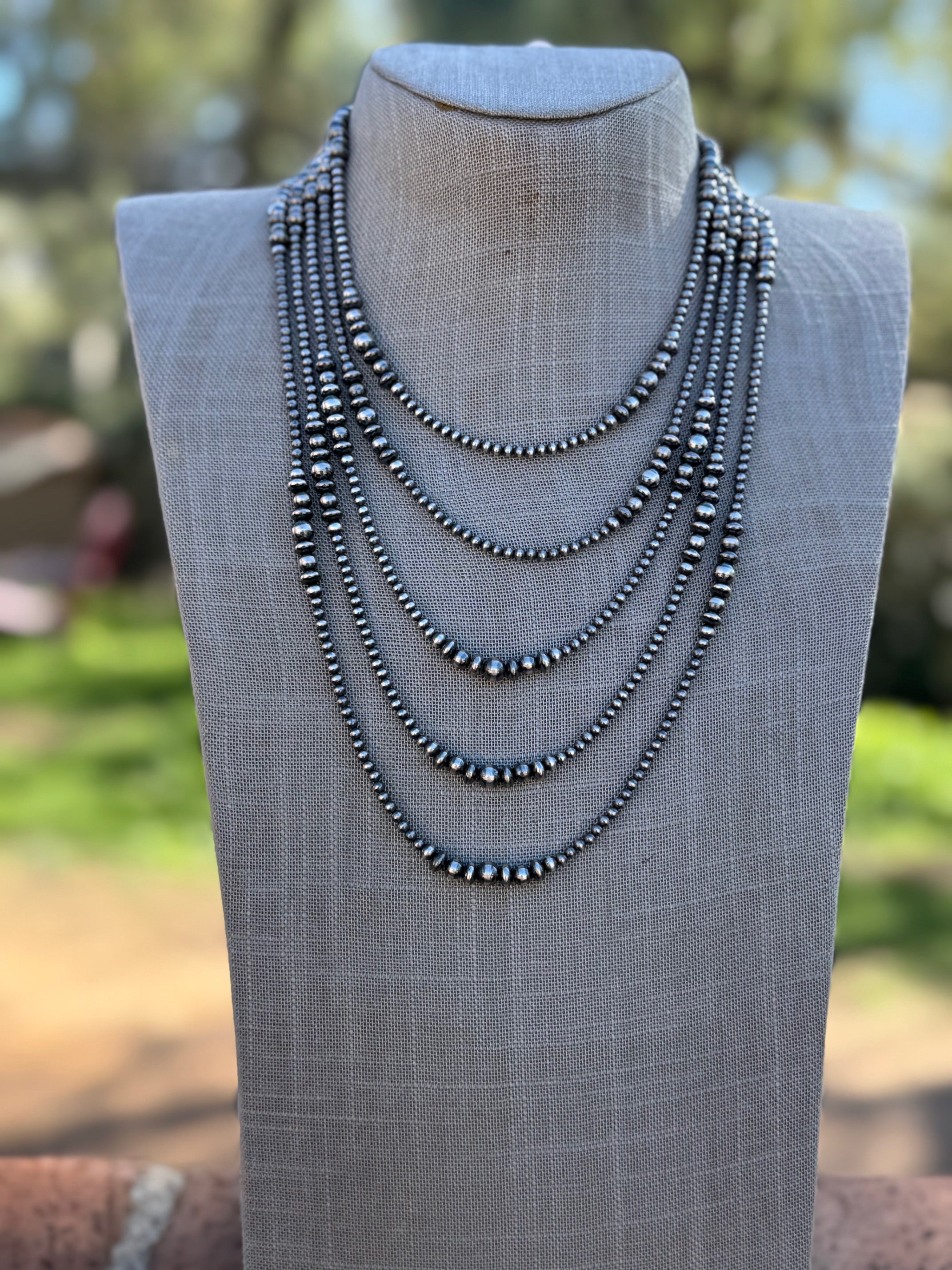 Handcrafted Sterling Silver Pearl 3-6mm Beaded Necklace