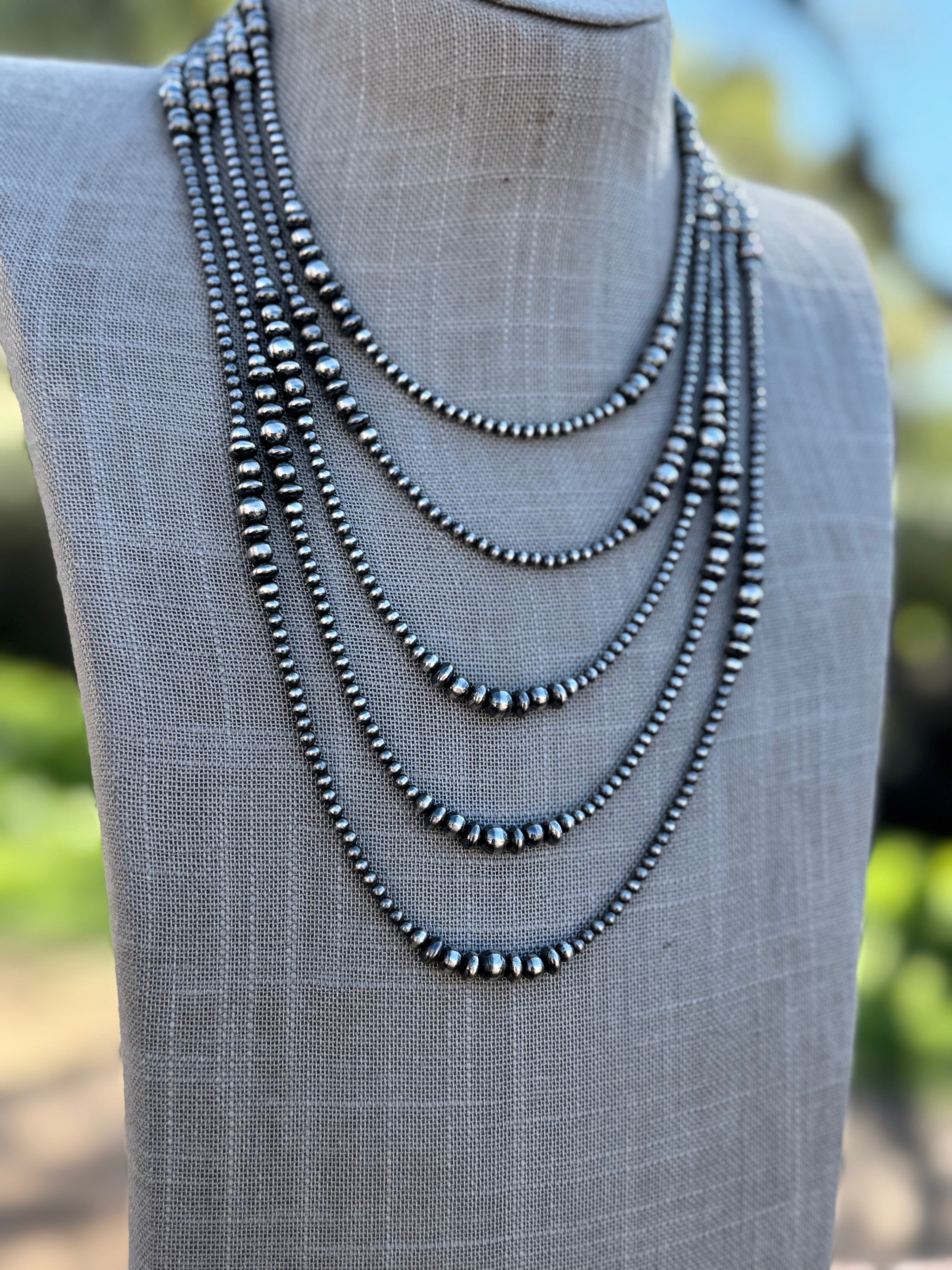 Handcrafted Sterling Silver Pearl 3-6mm Beaded Necklace