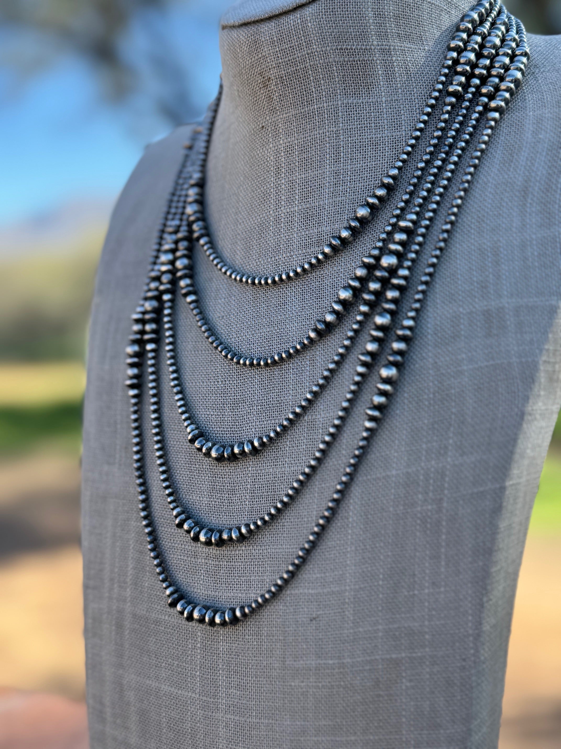 Handcrafted Sterling Silver Pearl 3-6mm Beaded Necklace