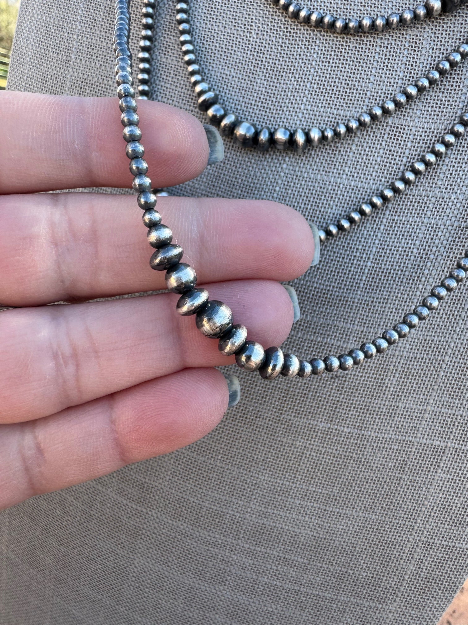 Handcrafted Sterling Silver Pearl 3-6mm Beaded Necklace