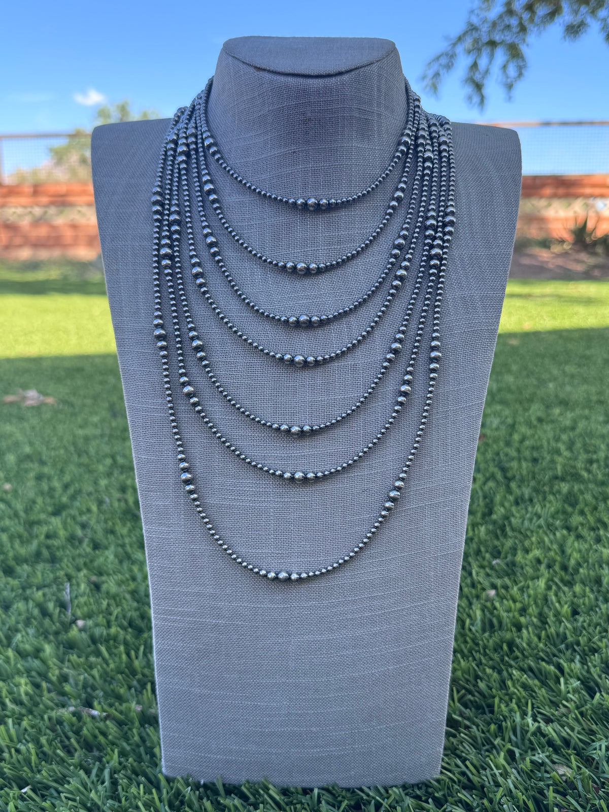 Handcrafted Sterling Silver Pearl 3-6mm Beaded Necklace