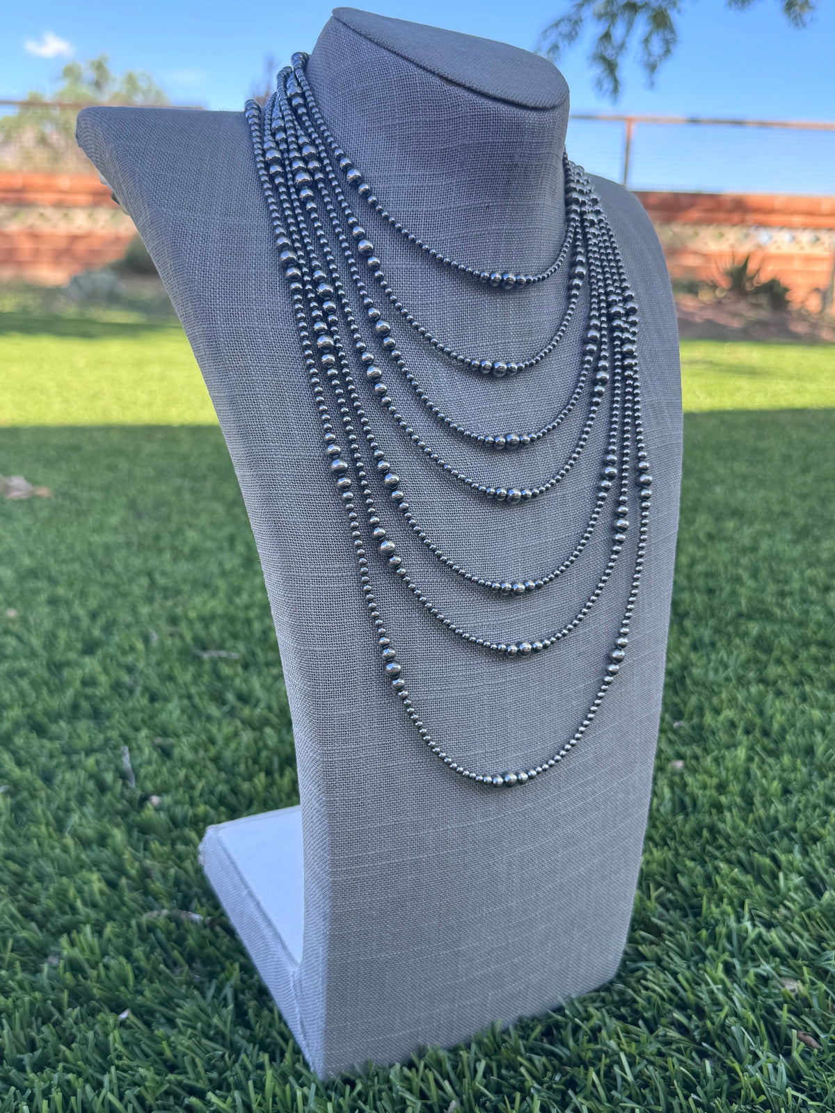 Handcrafted Sterling Silver Pearl 3-6mm Beaded Necklace