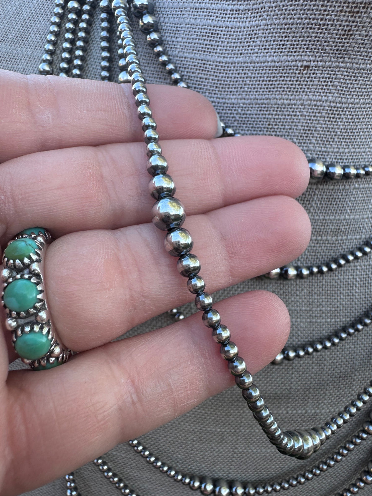 Handcrafted Sterling Silver Pearl 3-6mm Beaded Necklace