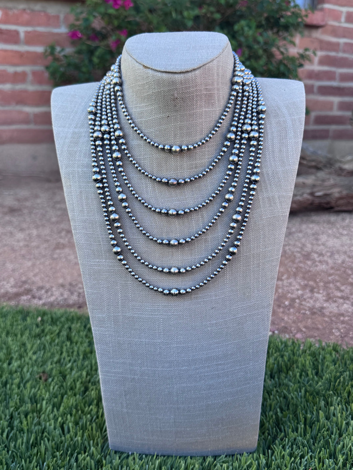 Handcrafted Sterling Silver Pearl 4-8mm Beaded Necklace