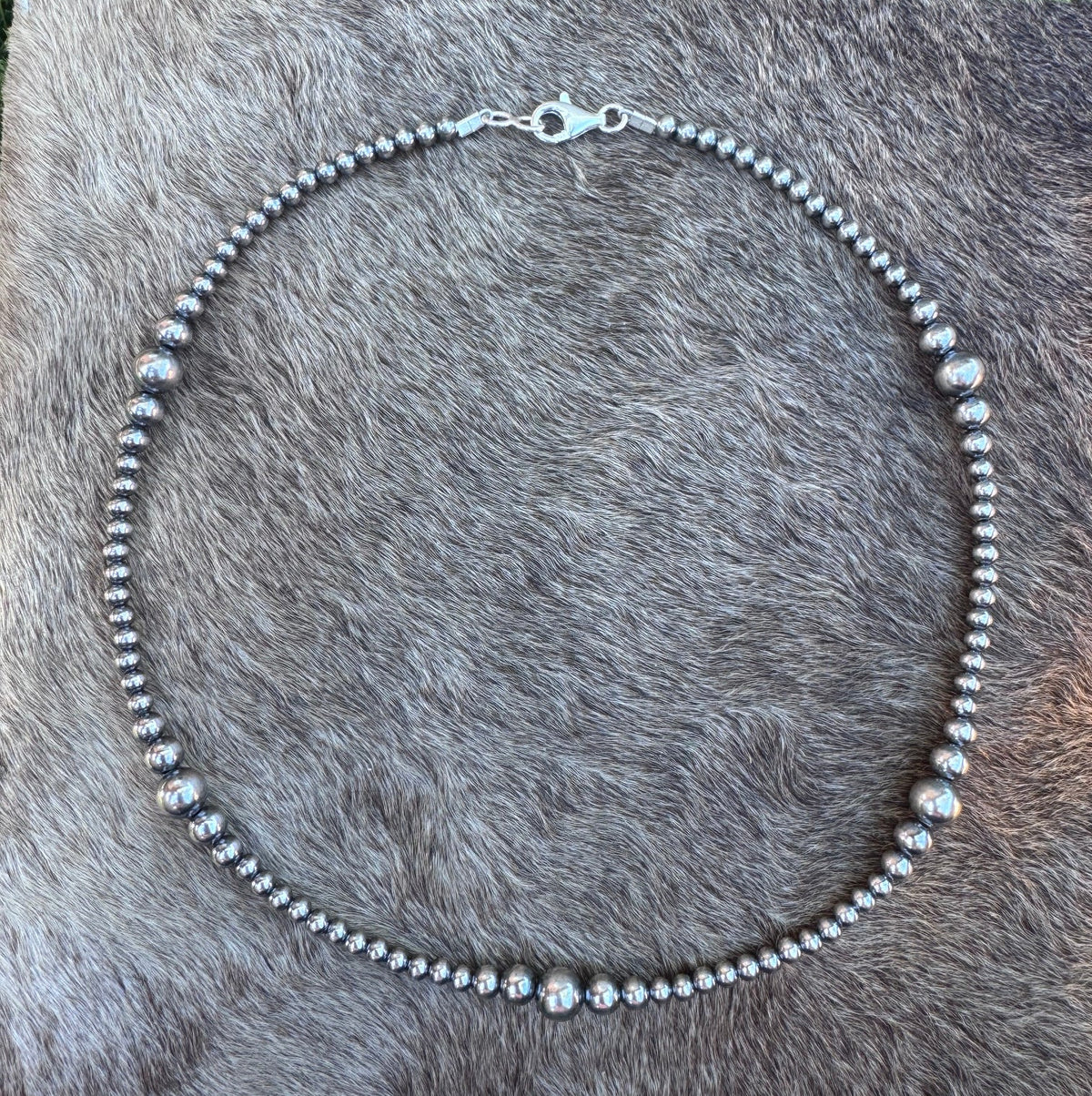 Handcrafted Sterling Silver Pearl 4-8mm Beaded Necklace