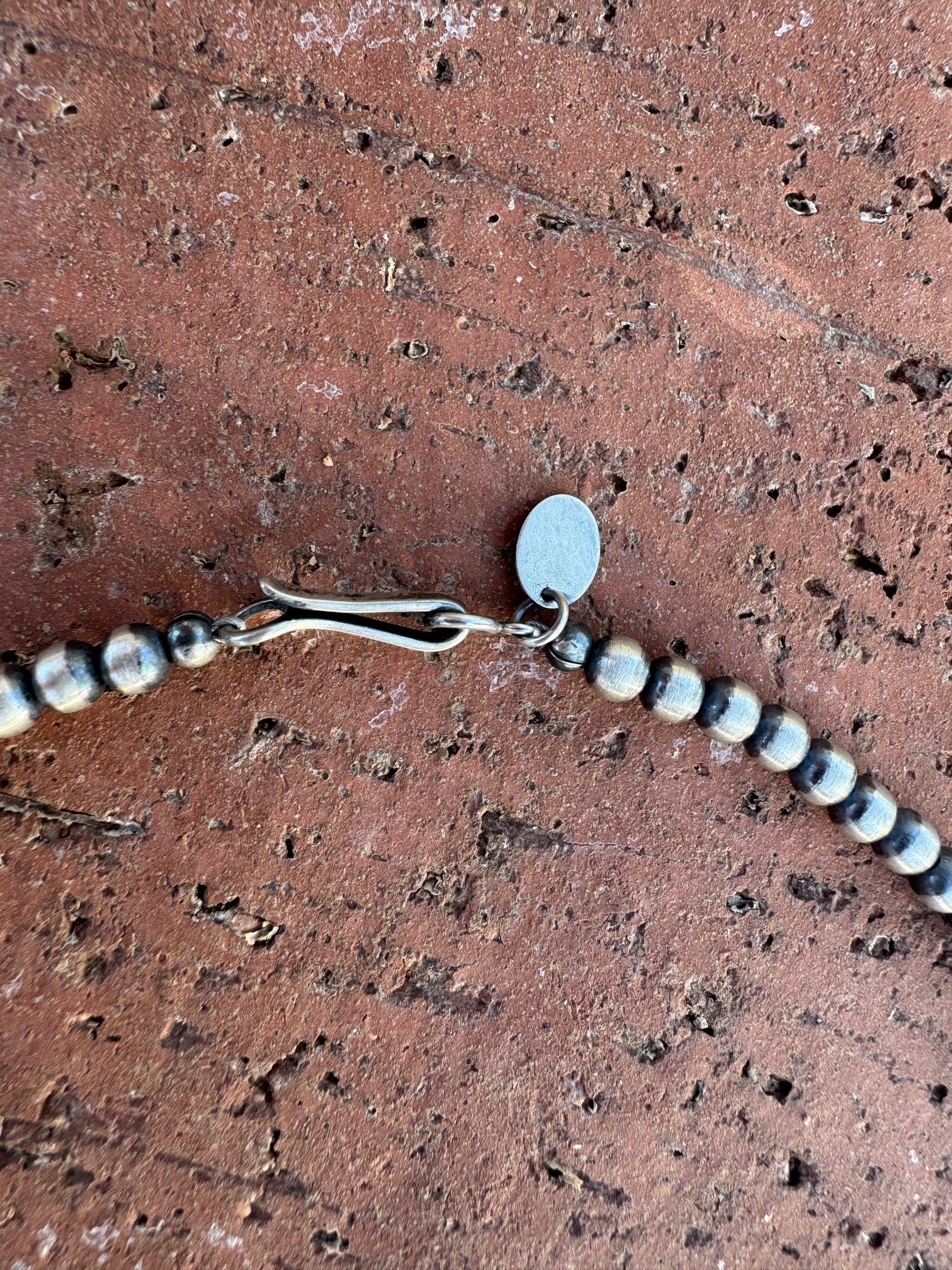 Handcrafted Pink Conch & Sterling Silver 4mmmm Beaded Necklace 20"