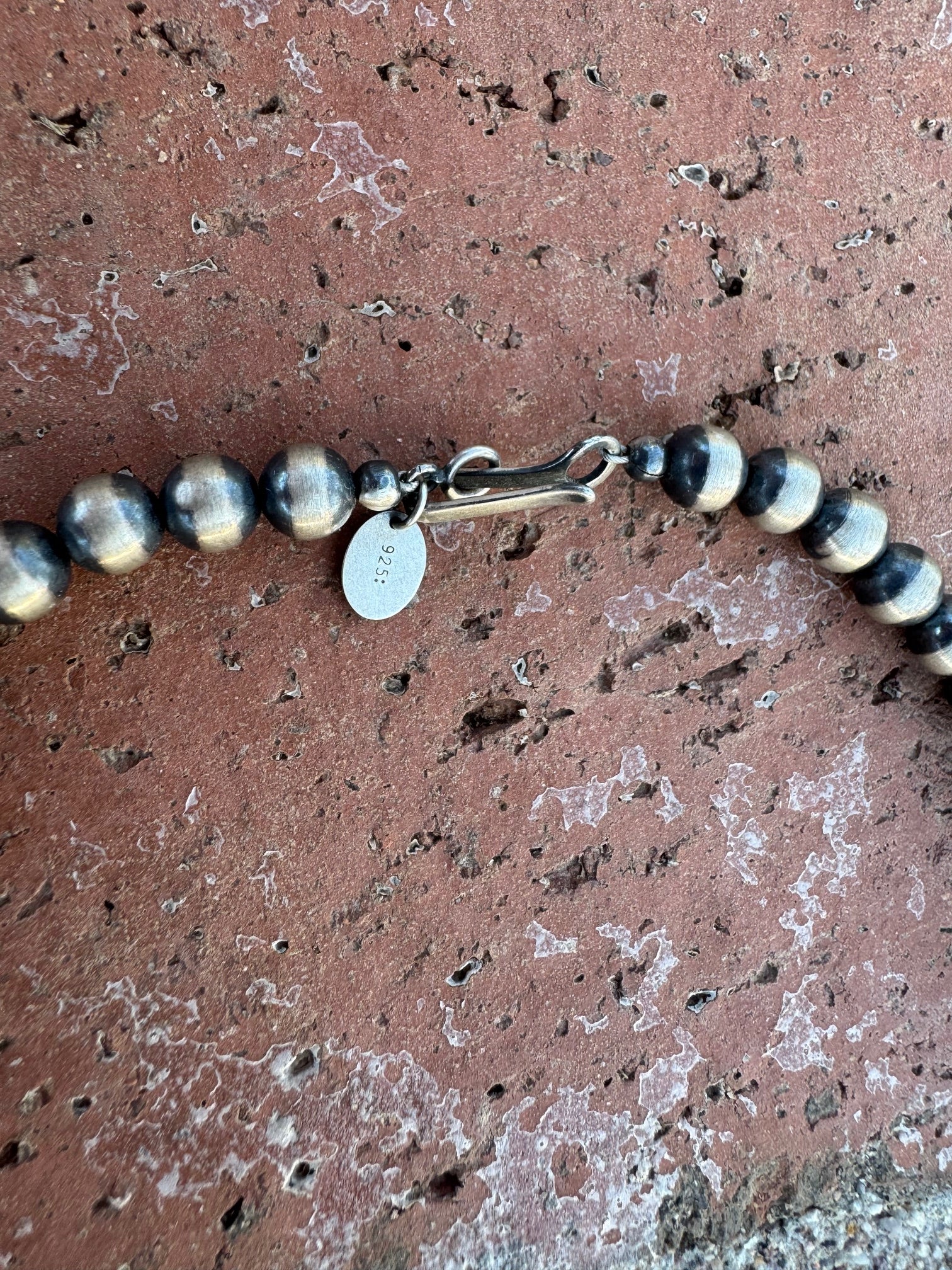 Handcrafted Pink Conch & Sterling Silver 6mm Beaded Necklace