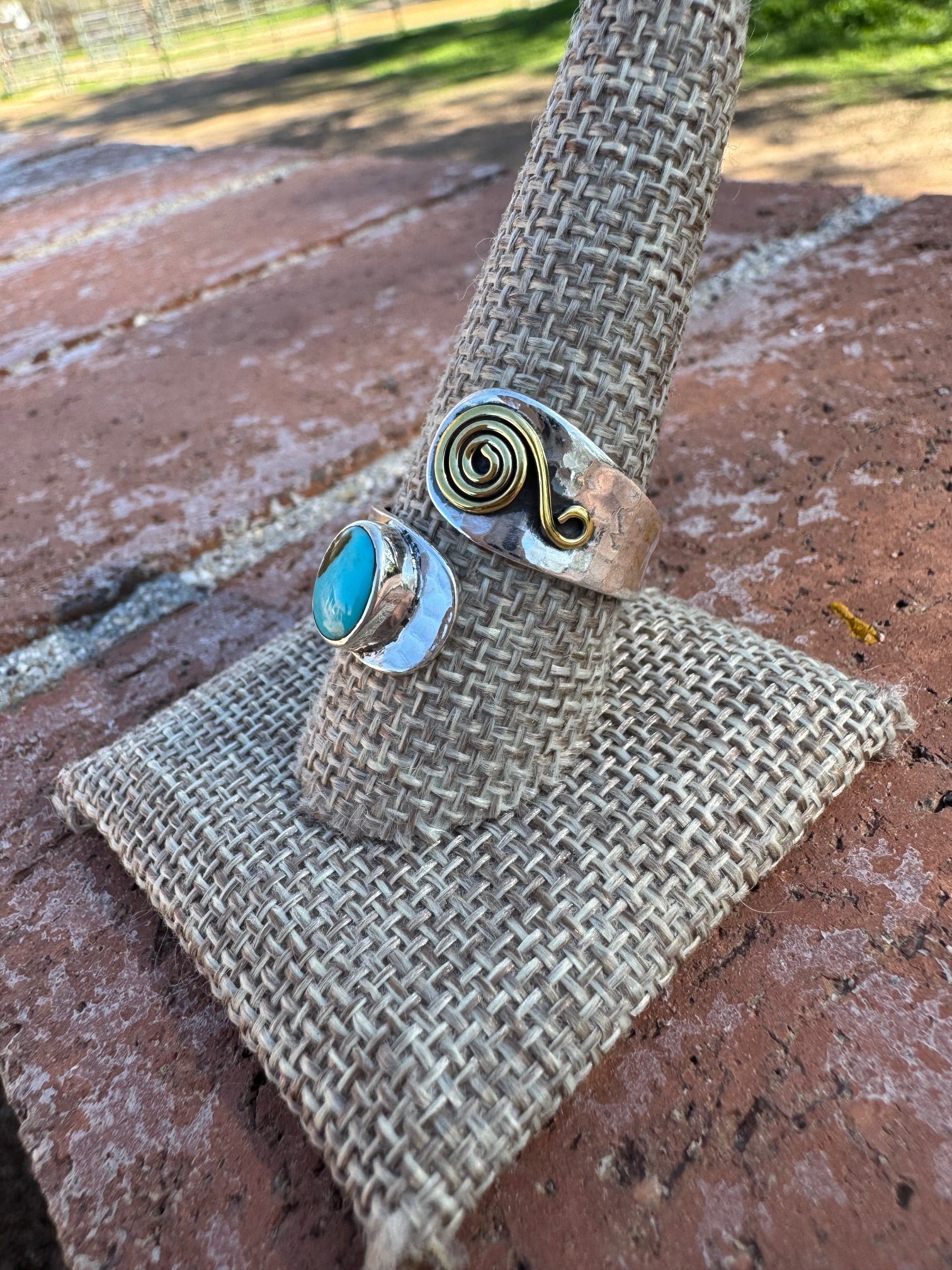 Paige Wallace Turquoise & Sterling Silver Adjustable Ring