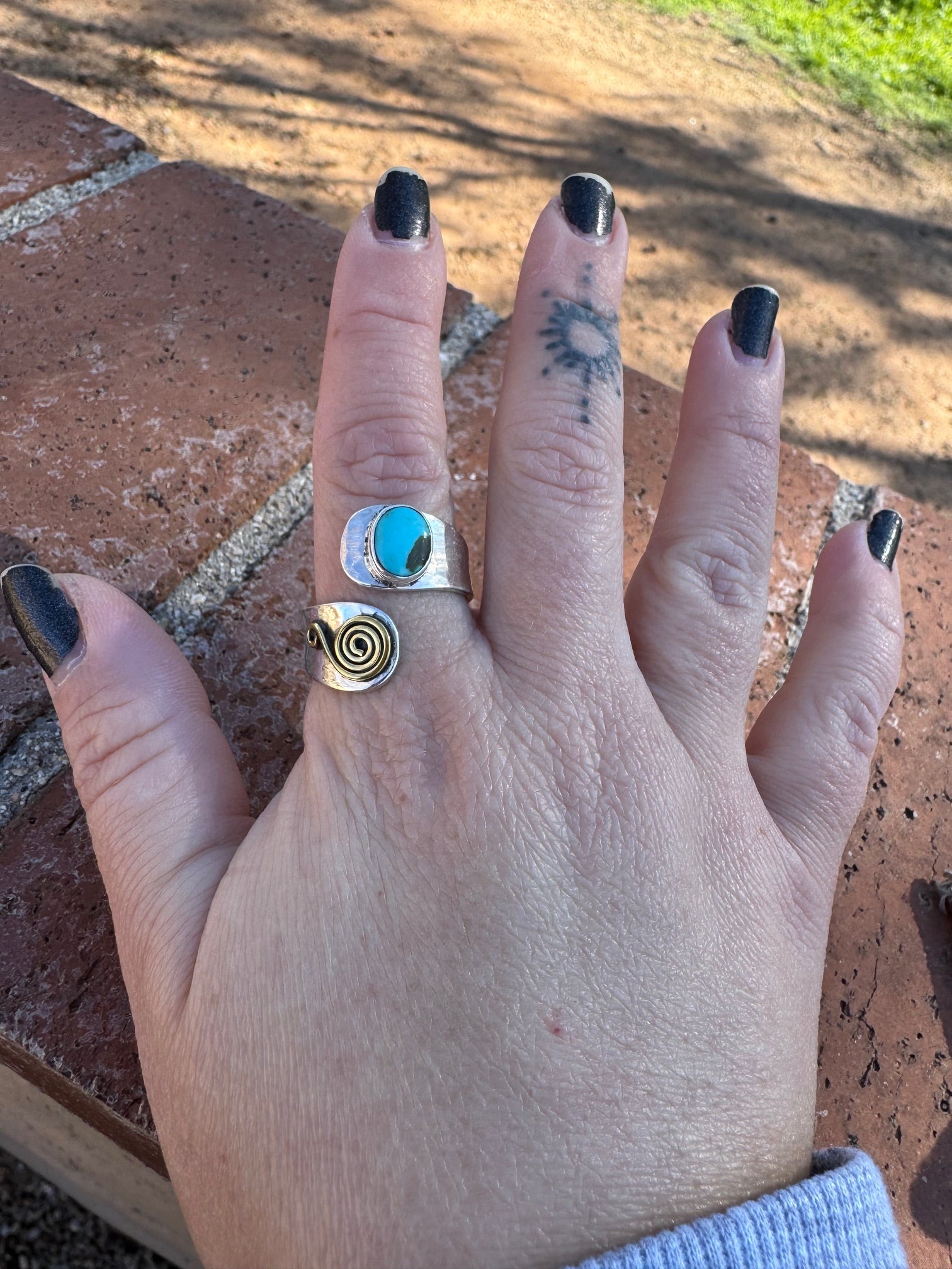 Paige Wallace Turquoise & Sterling Silver Adjustable Ring