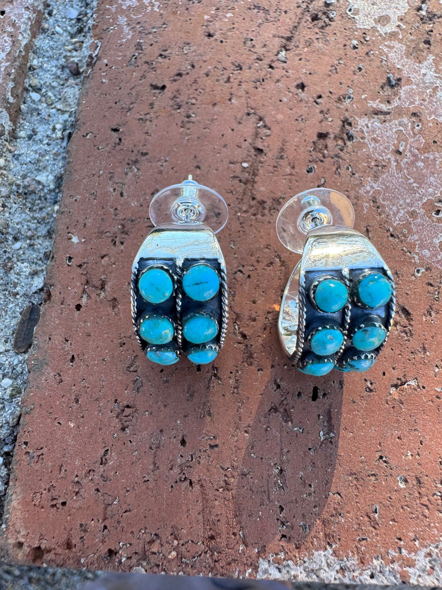 Paige Wallace Sterling Silver & Double Turquoise Hoop and Stud Earring Set