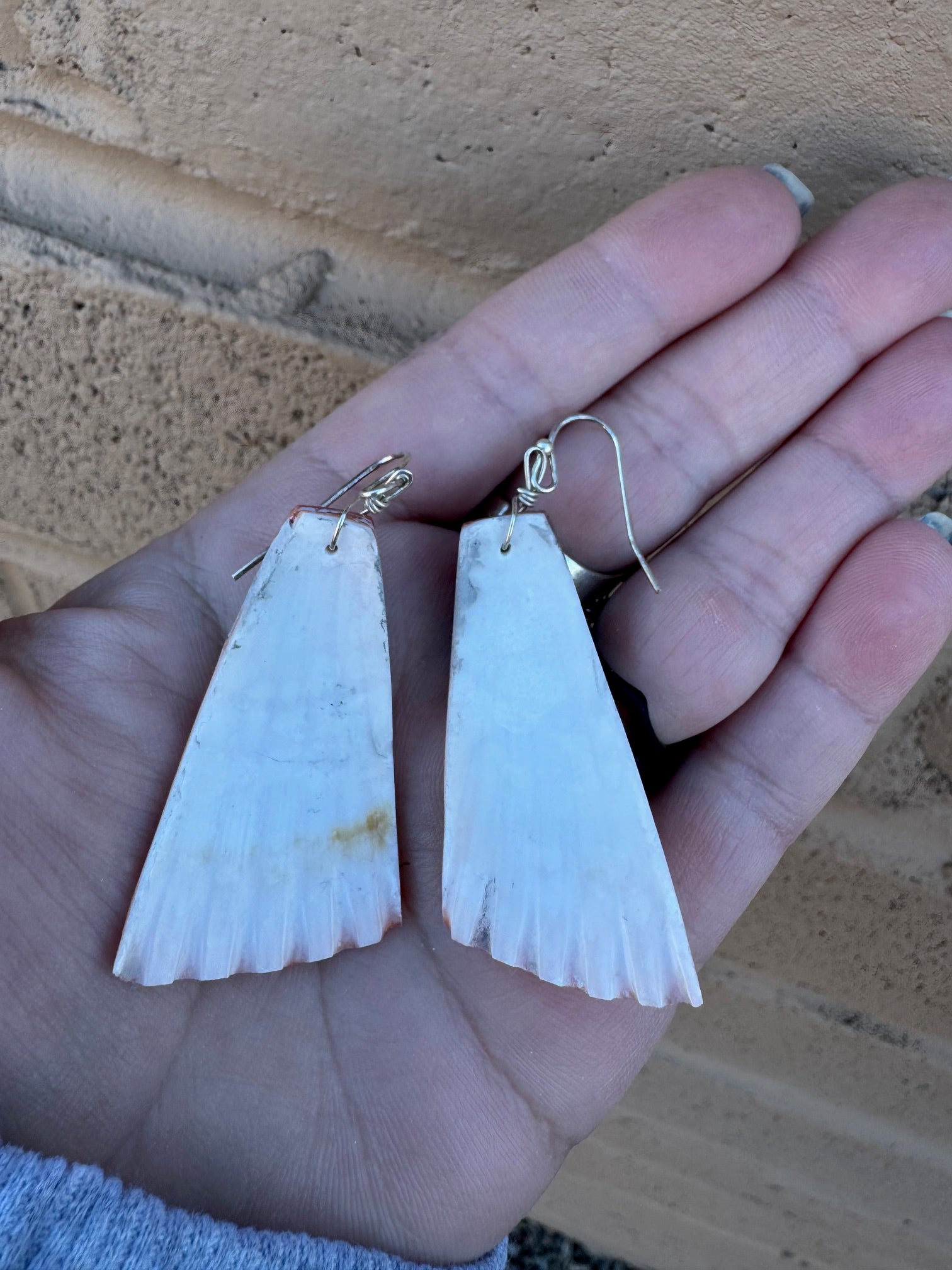 Handcrafted Multi Stone Inlay & Shell Dangle Earrings