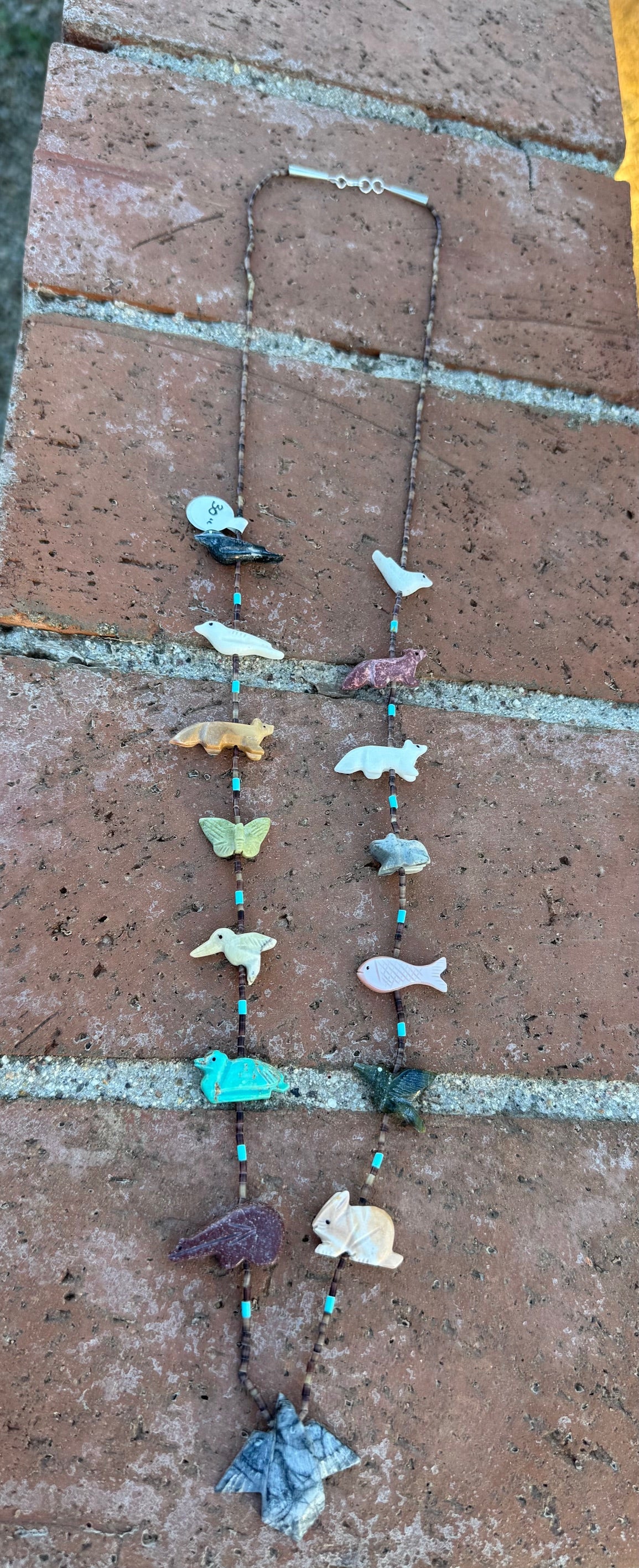 Handcrafted Sterling Silver & Beaded Fetish Necklace 30"