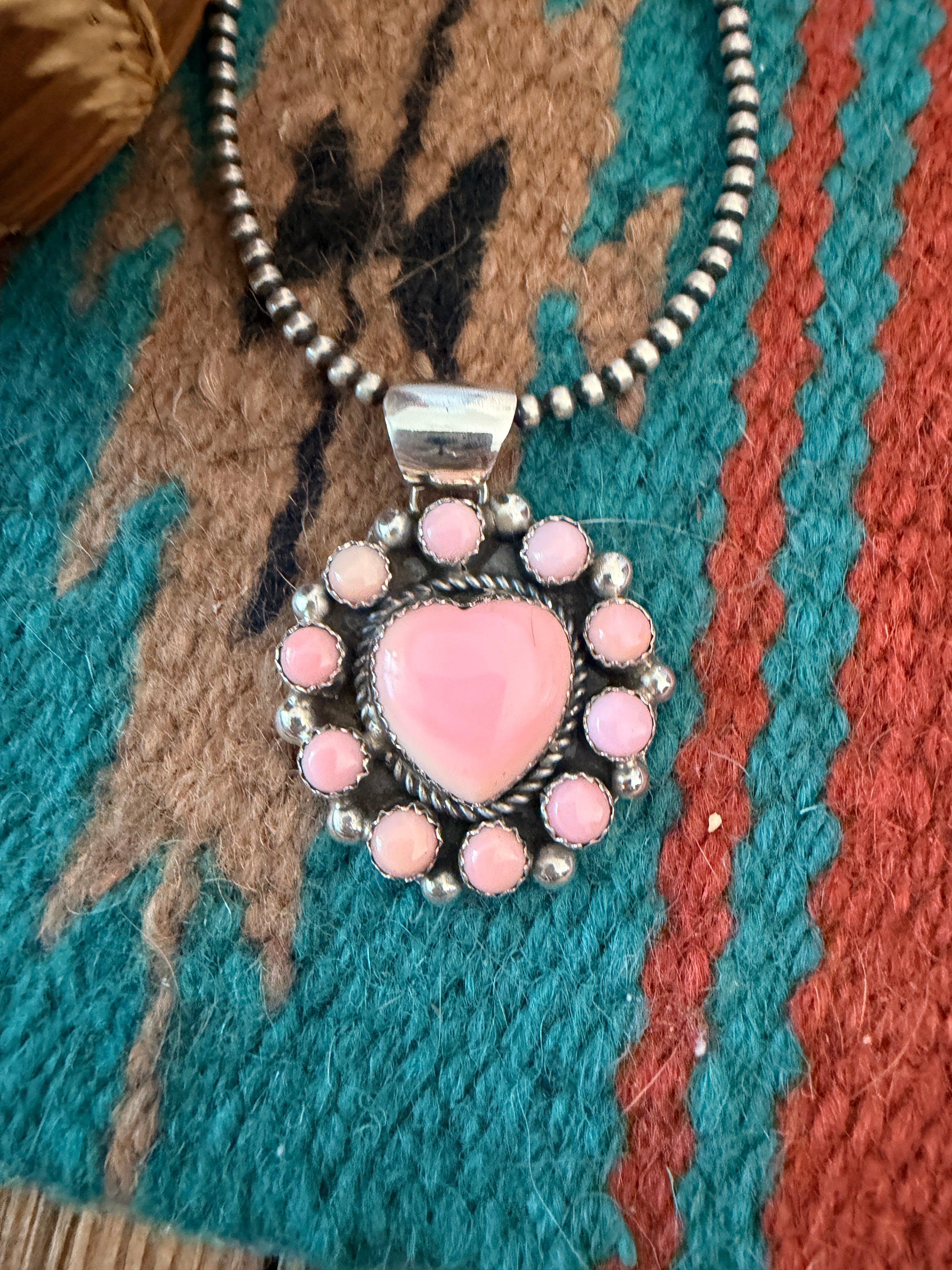 Handcrafted Sterling Silver & Queen Pink Conch Heart Pendant by Robert Shakey