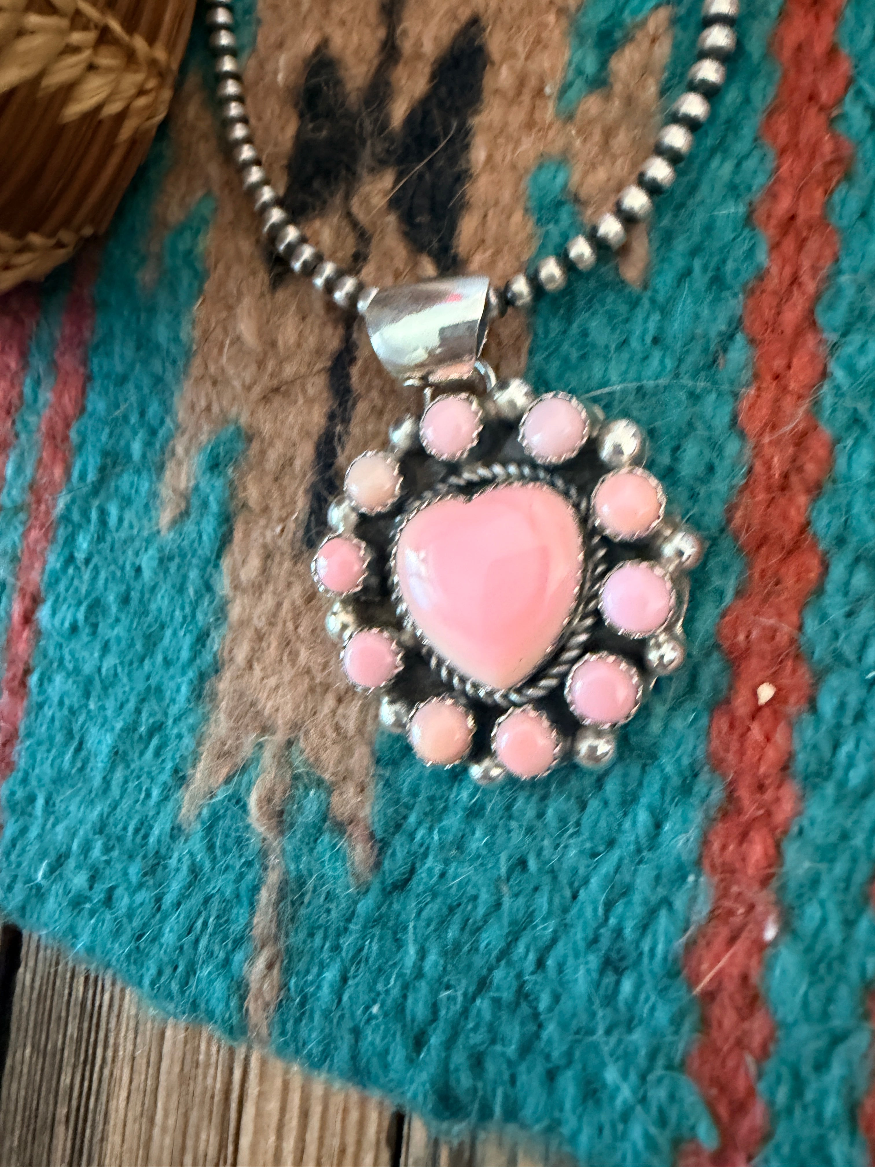 Handcrafted Sterling Silver & Queen Pink Conch Heart Pendant by Robert Shakey