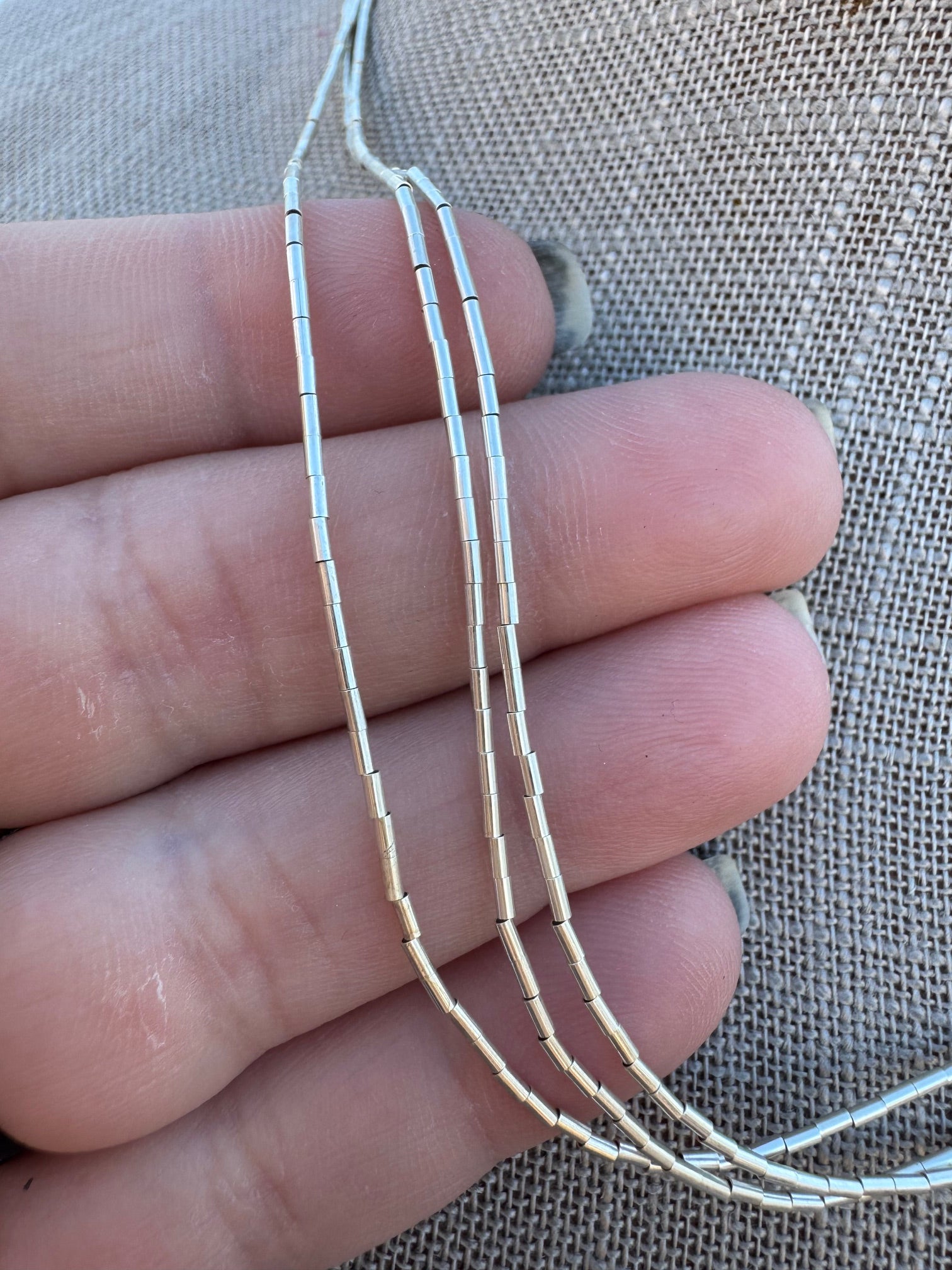 Handmade Liquid Silver Sterling Silver 3 Strand Necklace 18"