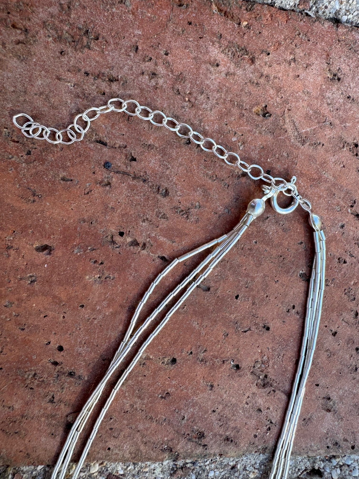 Handmade Liquid Silver Sterling Silver 3 Strand Necklace 18"