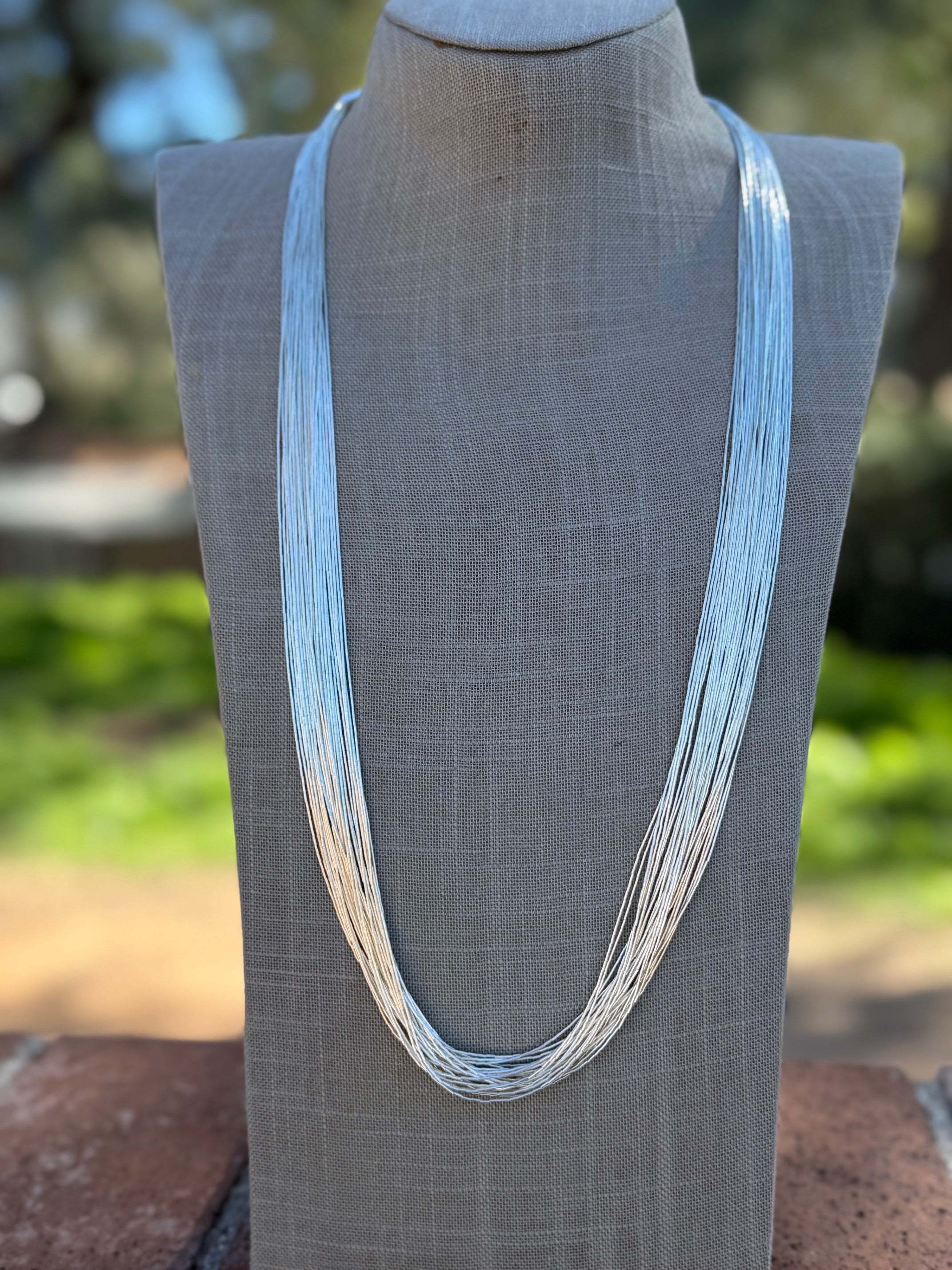 Handmade Liquid Silver Sterling Silver 30 Strand Necklace 30"