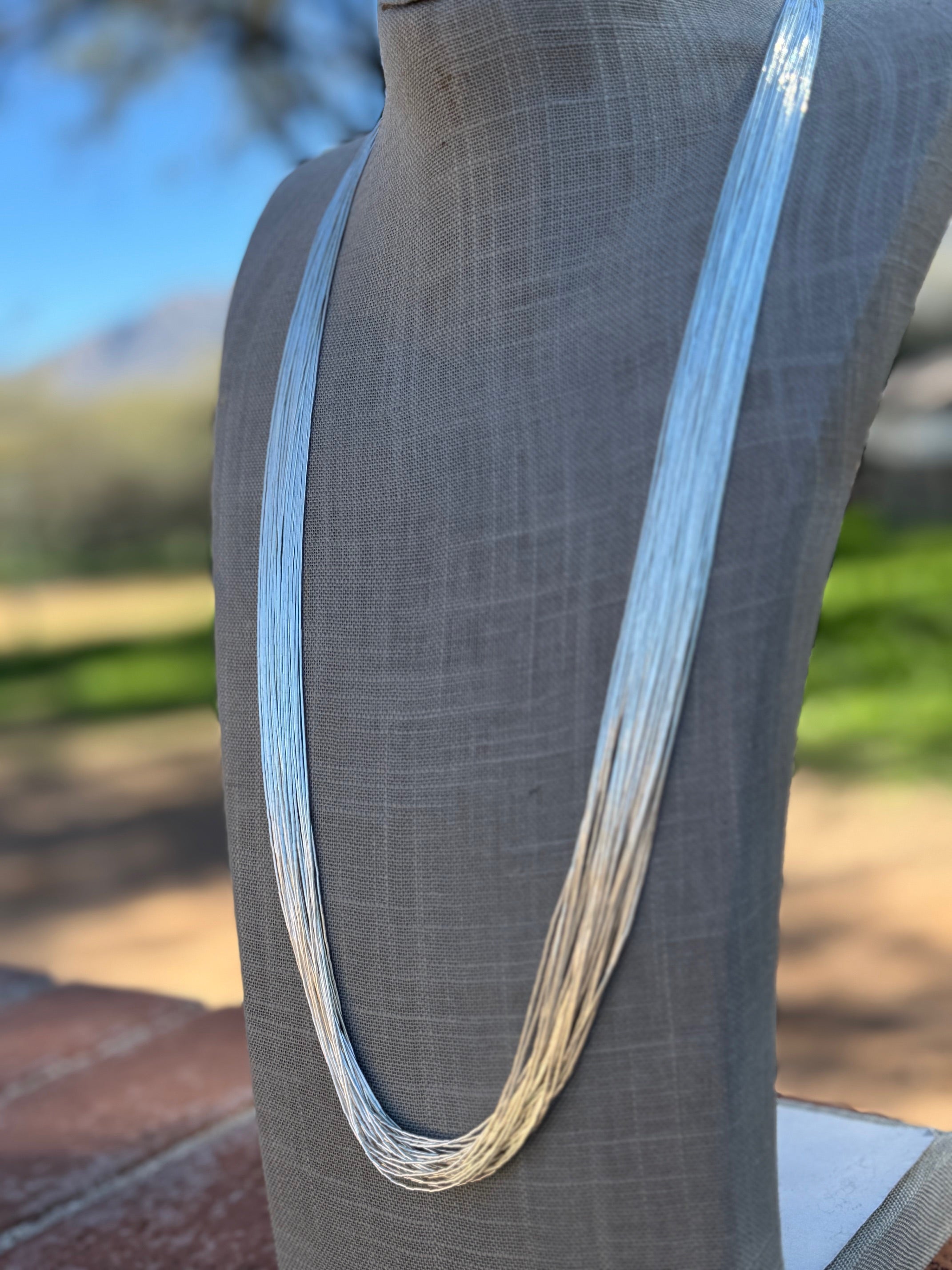 Handmade Liquid Silver Sterling Silver 30 Strand Necklace 30"