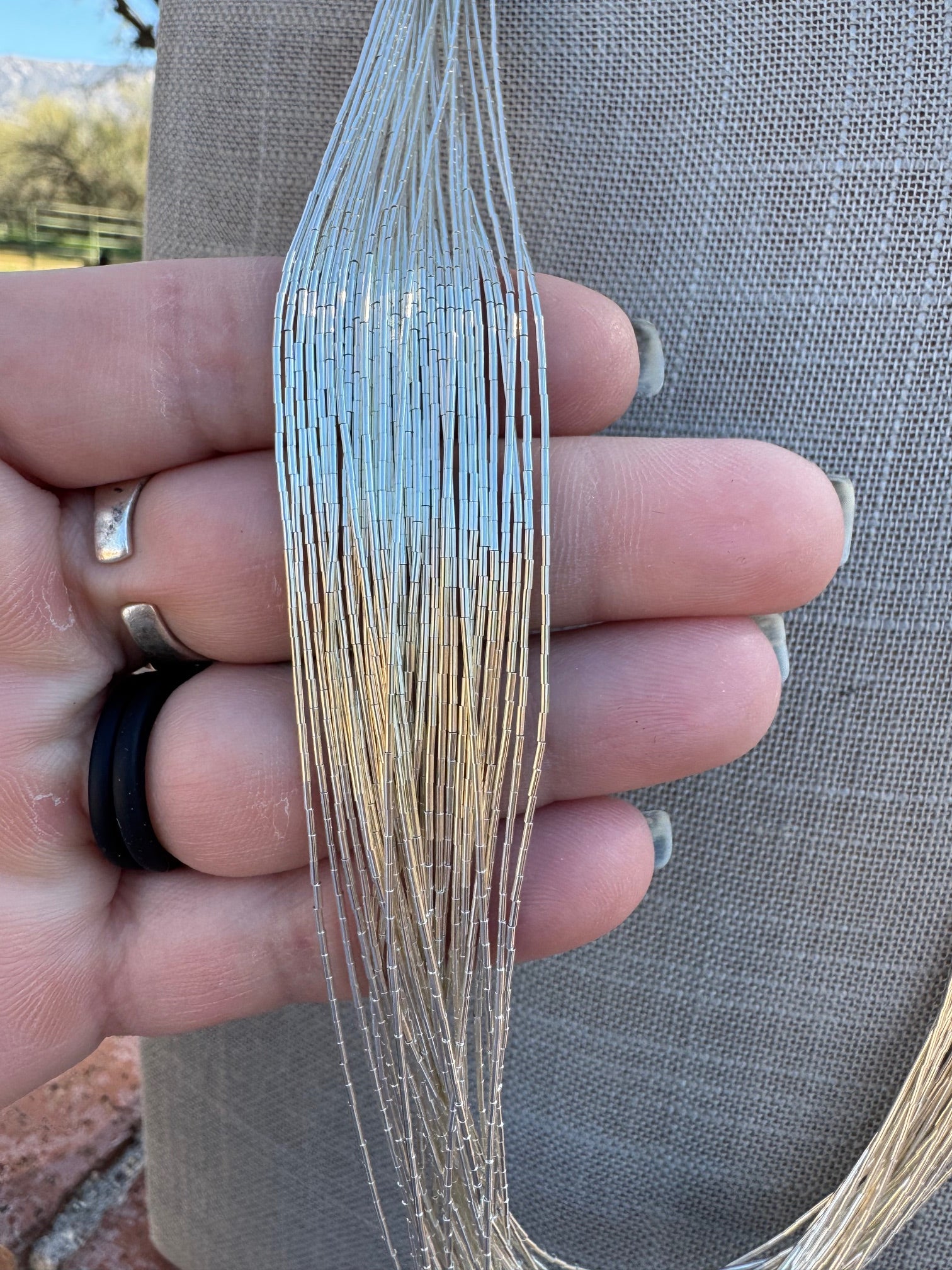 Handmade Liquid Silver Sterling Silver 30 Strand Necklace 30"