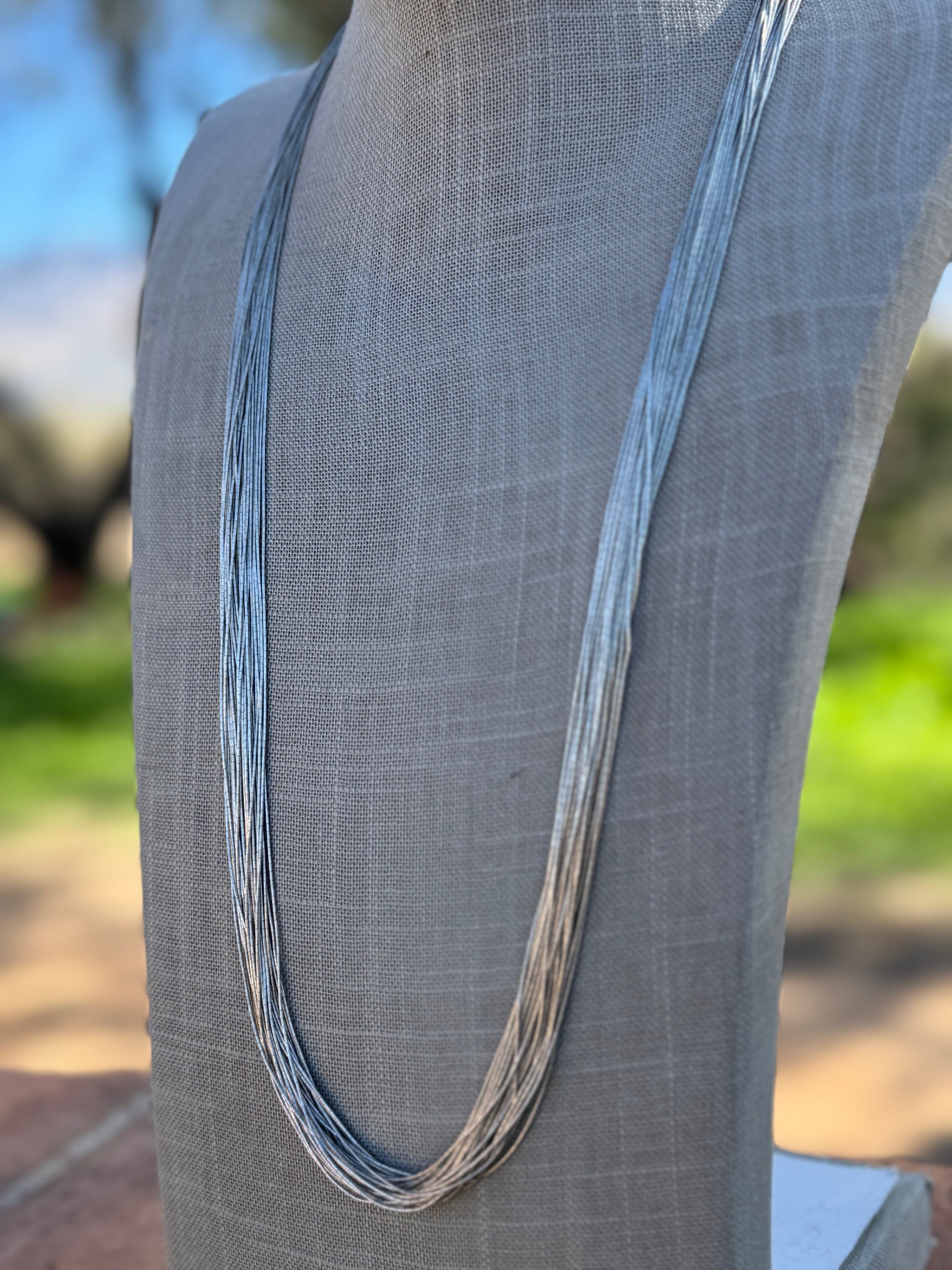 Handmade Liquid Silver Sterling Silver 30 Strand Necklace 30"