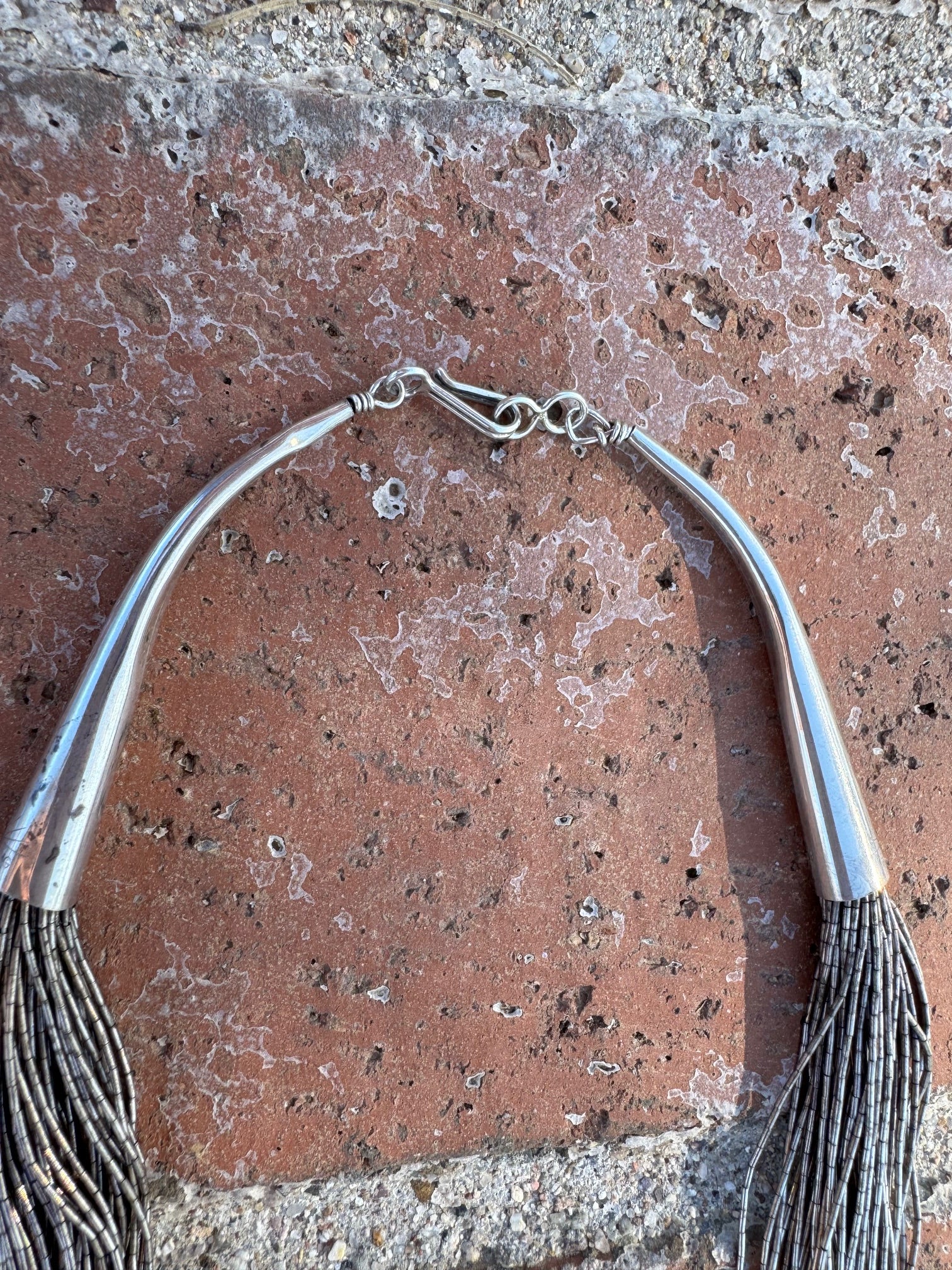 Handmade Liquid Silver Sterling Silver 50 Strand Necklace 16"