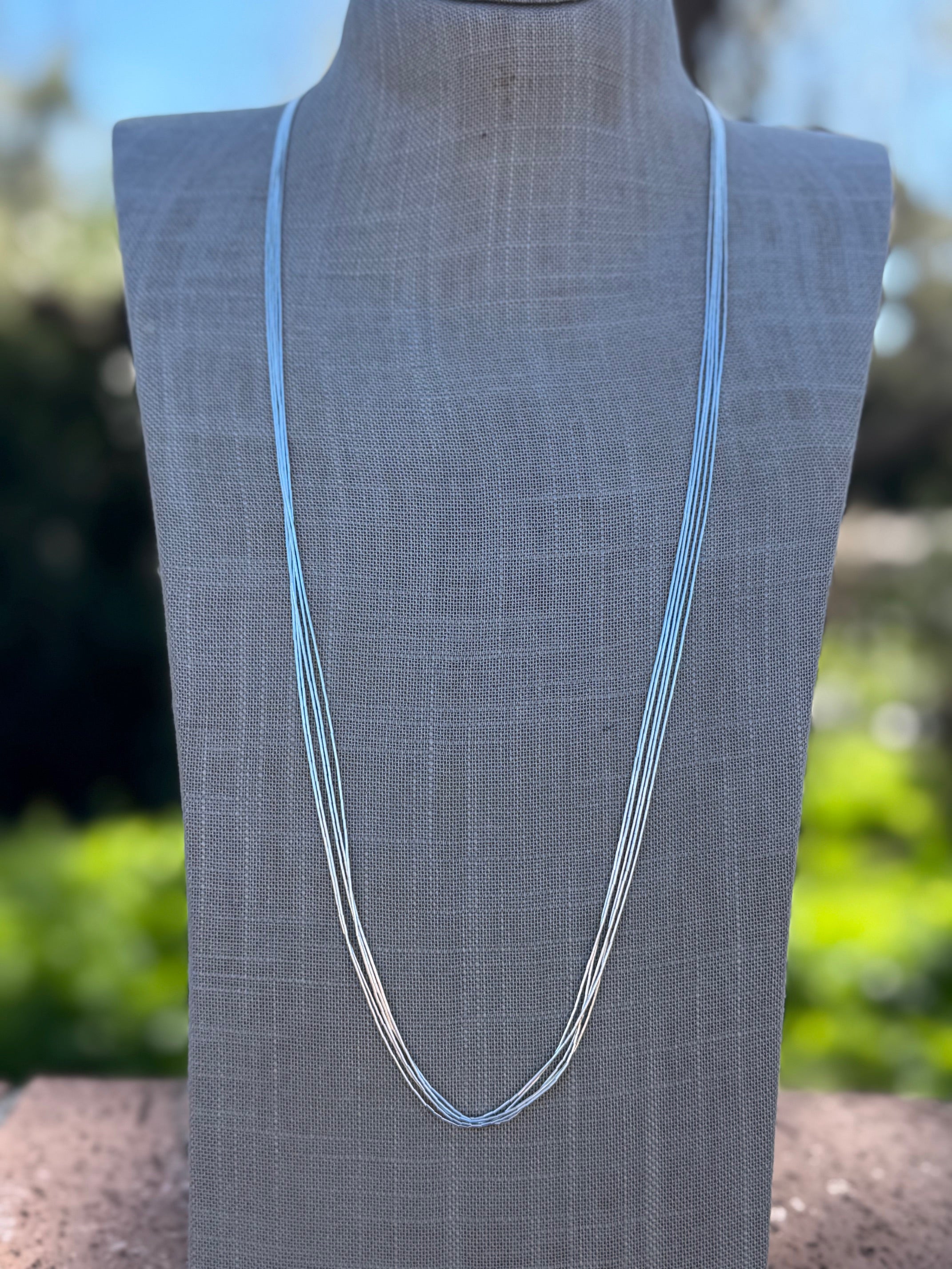 Handmade Liquid Silver Sterling Silver 5 Strand Necklace 30"