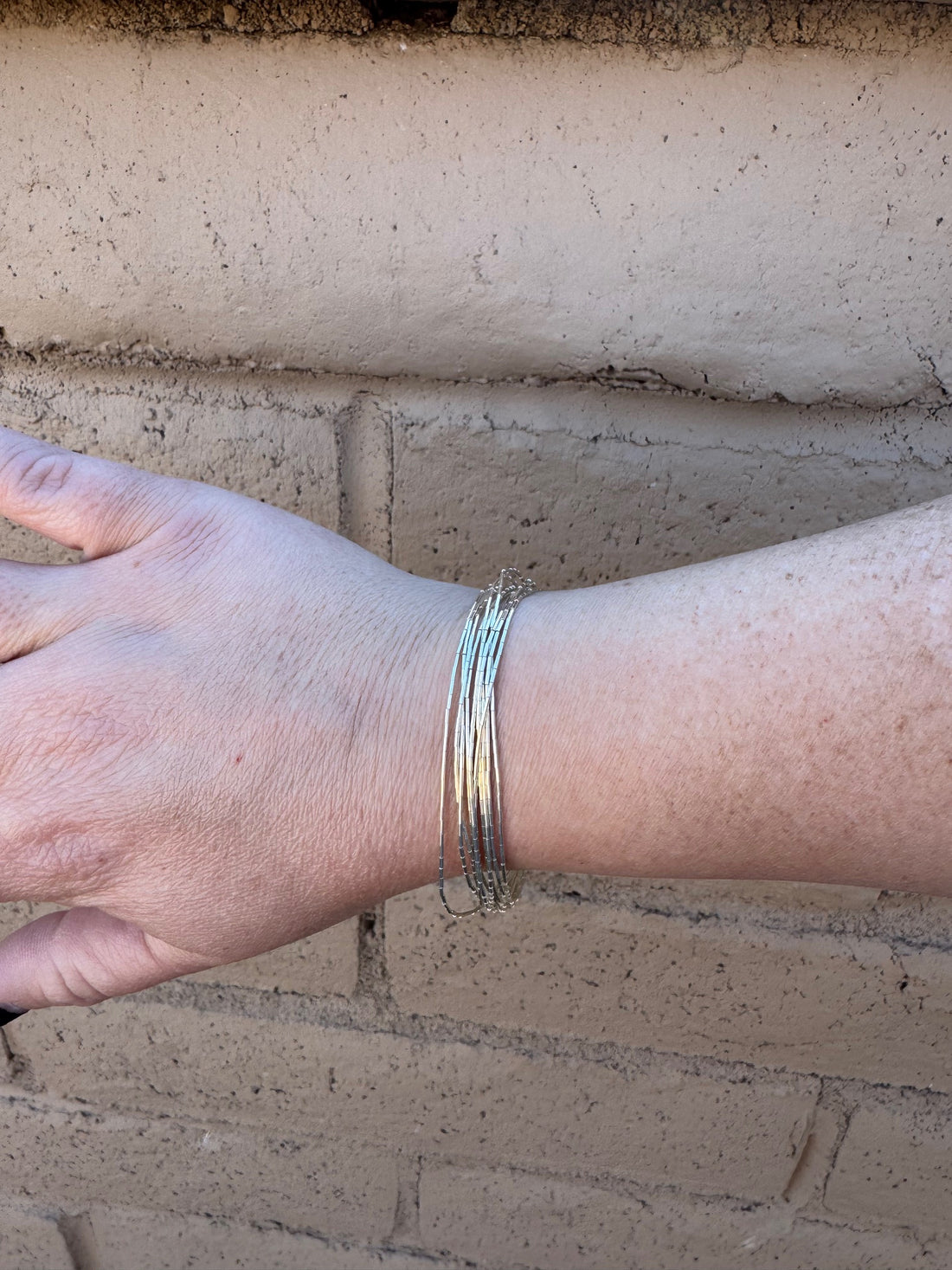 Handmade Liquid Silver Sterling Silver 10 Strand Bracelet 7"