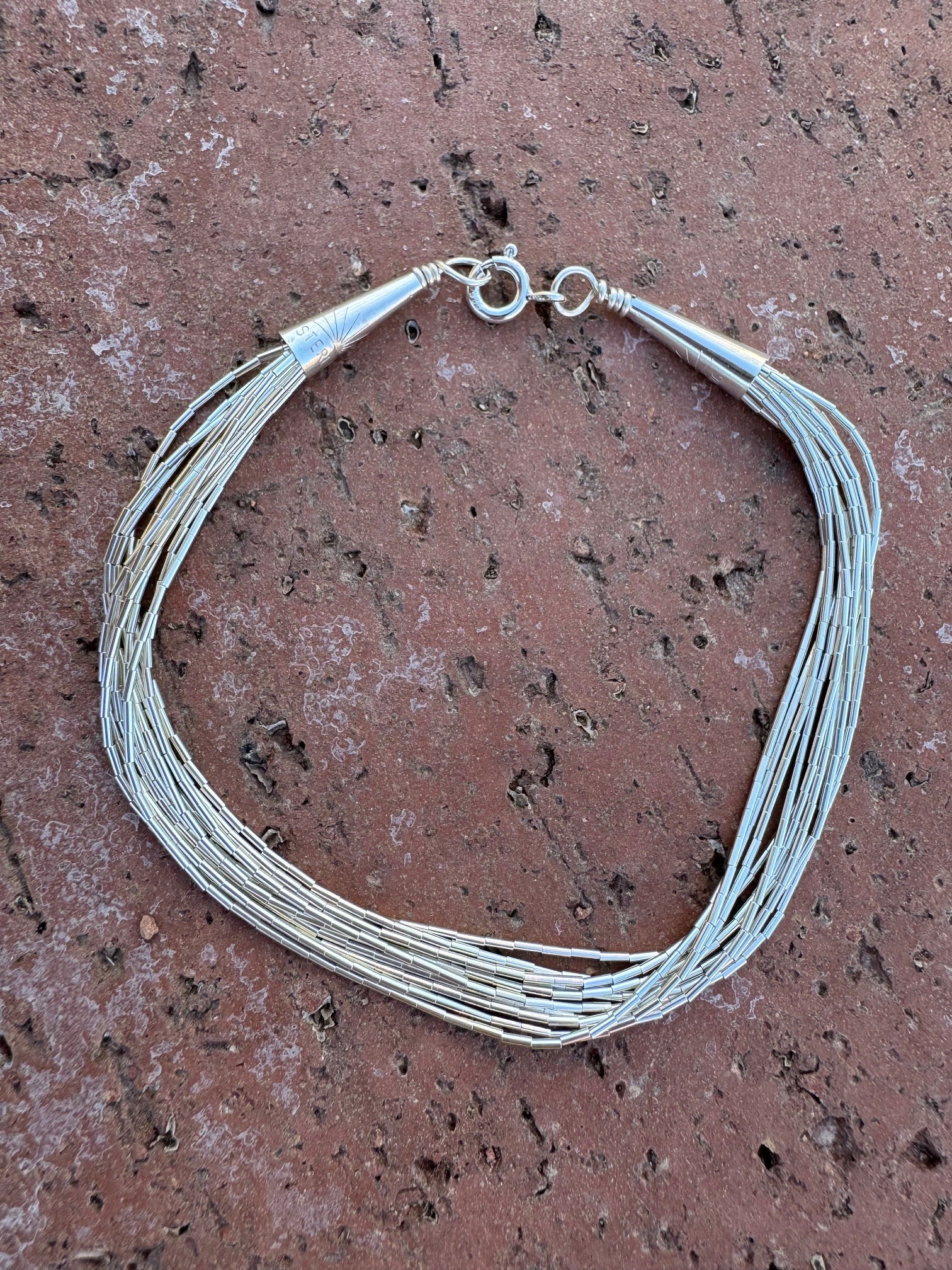 Handmade Liquid Silver Sterling Silver 10 Strand Bracelet 7"