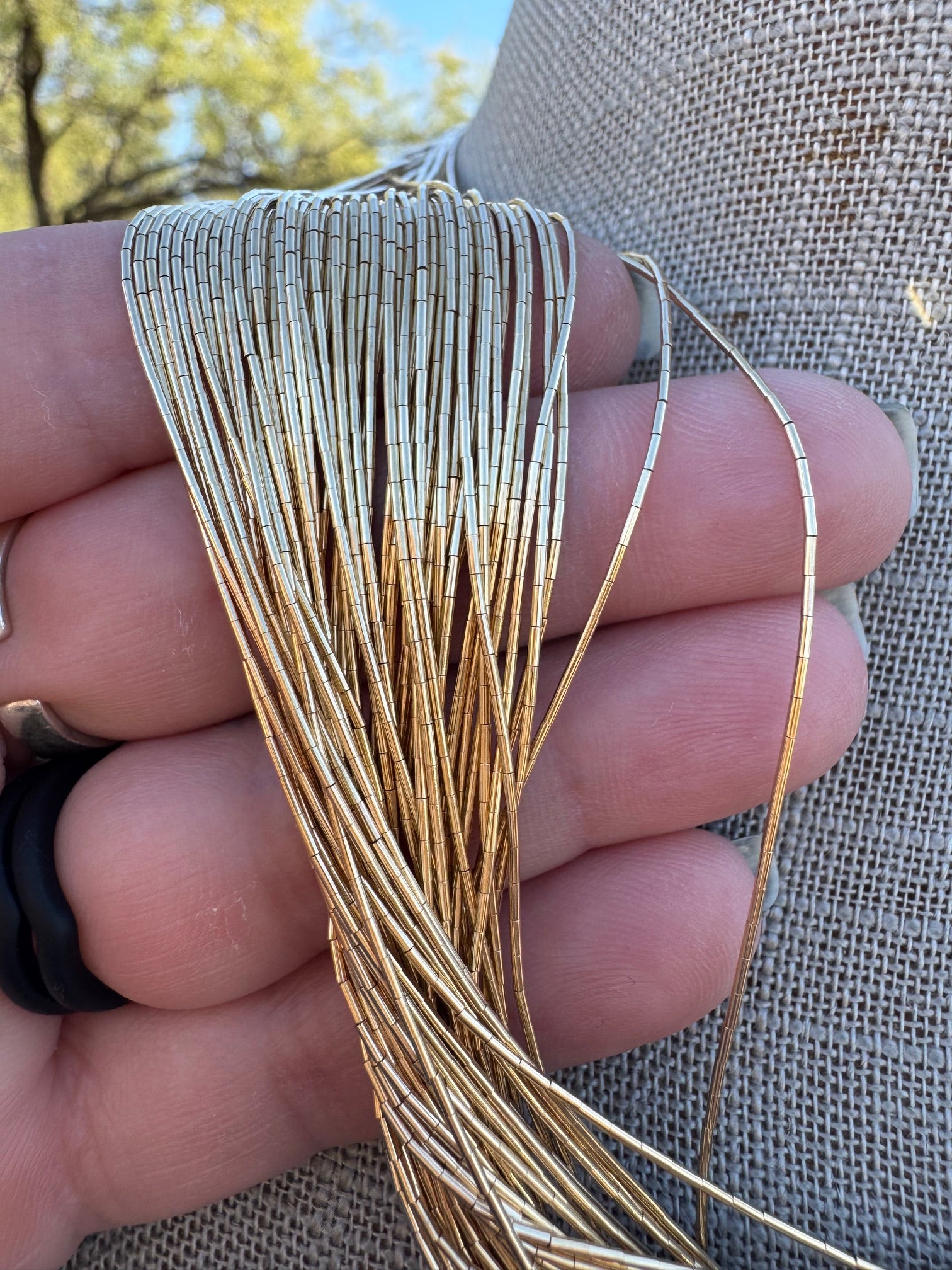 Handmade Liquid Gold 50 Strand Necklace 18"