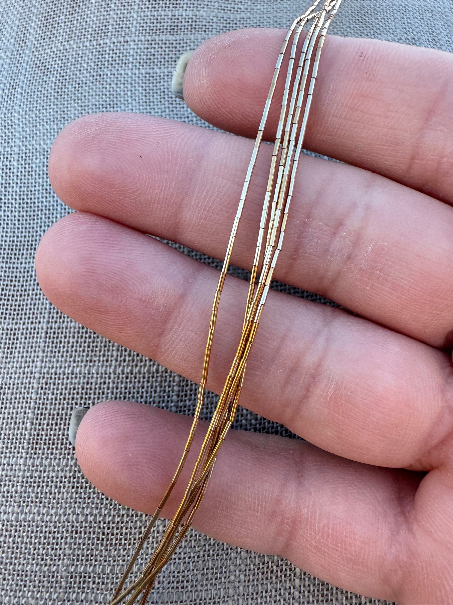 Handmade Liquid Gold 5 Strand Necklace 24"