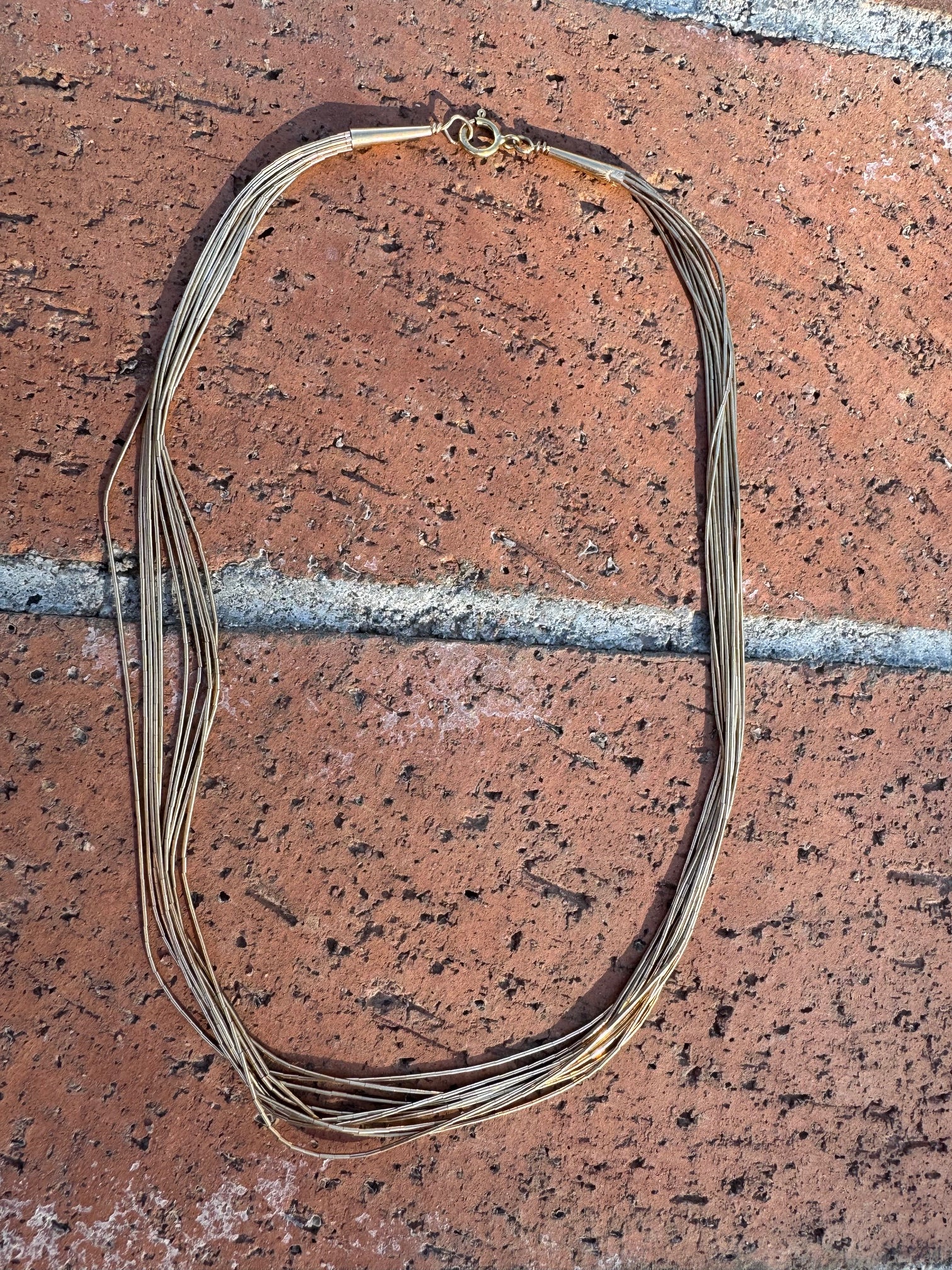 Handmade Liquid Gold 10 Strand Necklace 16"