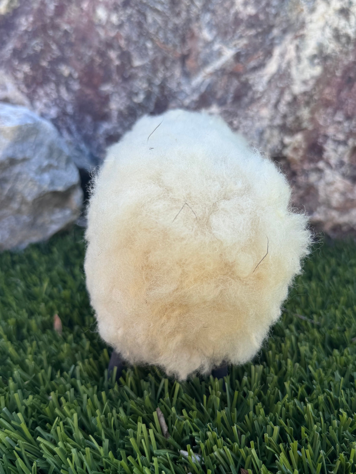 Handcrafted Sheep Figurine With Authentic Sheep Wool by Lorinda Chicharello